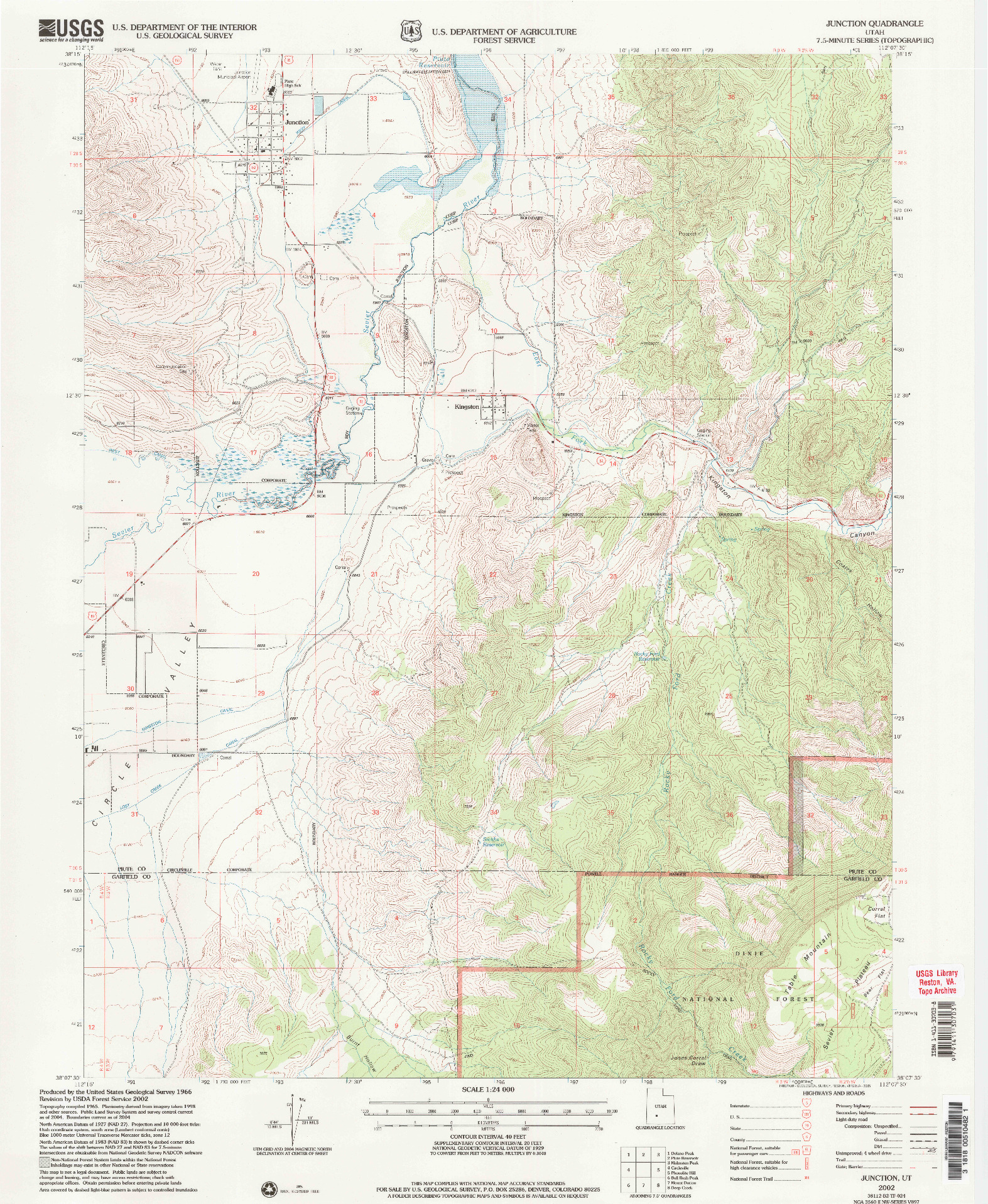 USGS 1:24000-SCALE QUADRANGLE FOR JUNCTION, UT 2002