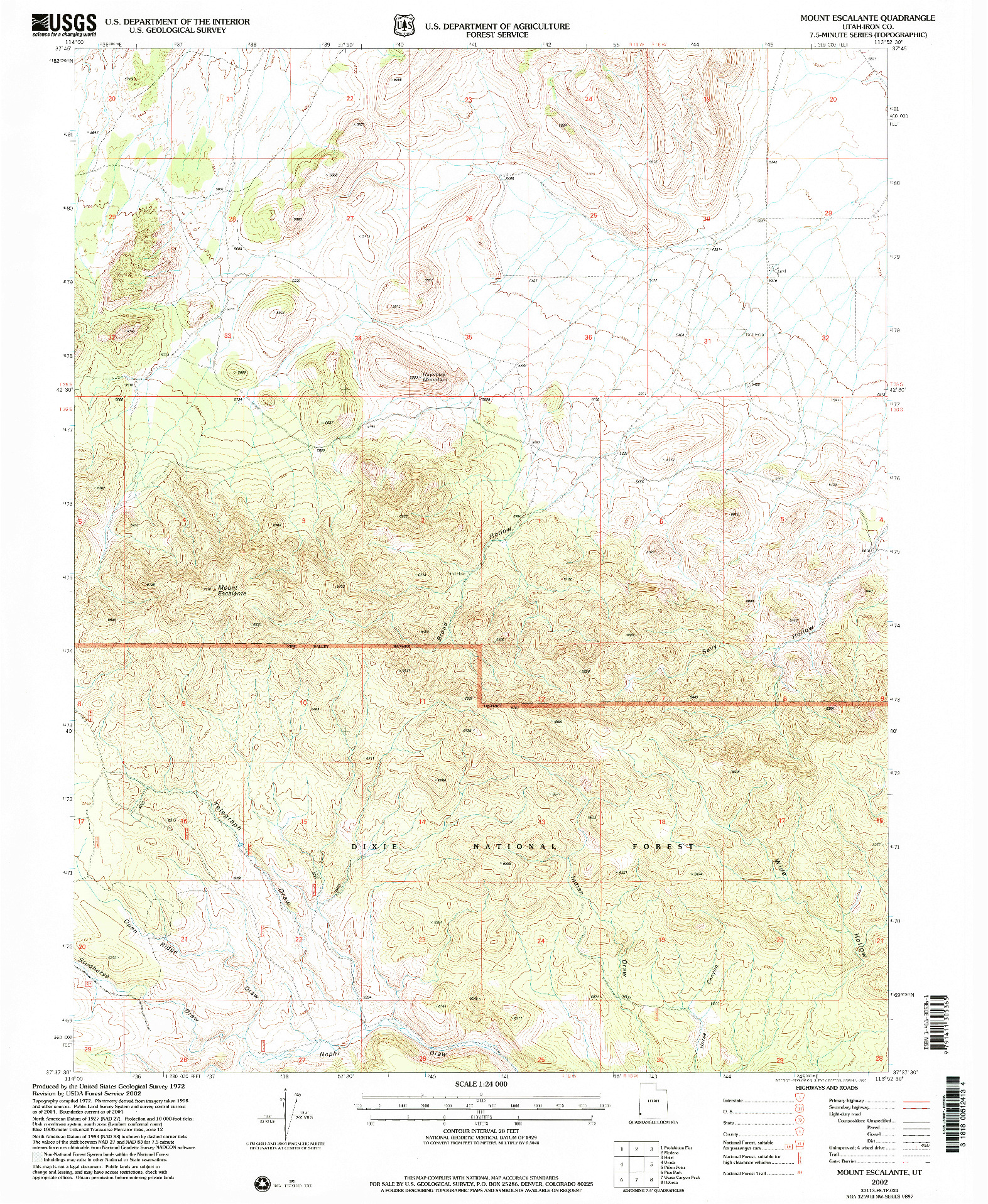 USGS 1:24000-SCALE QUADRANGLE FOR MOUNT ESCALANTE, UT 2002
