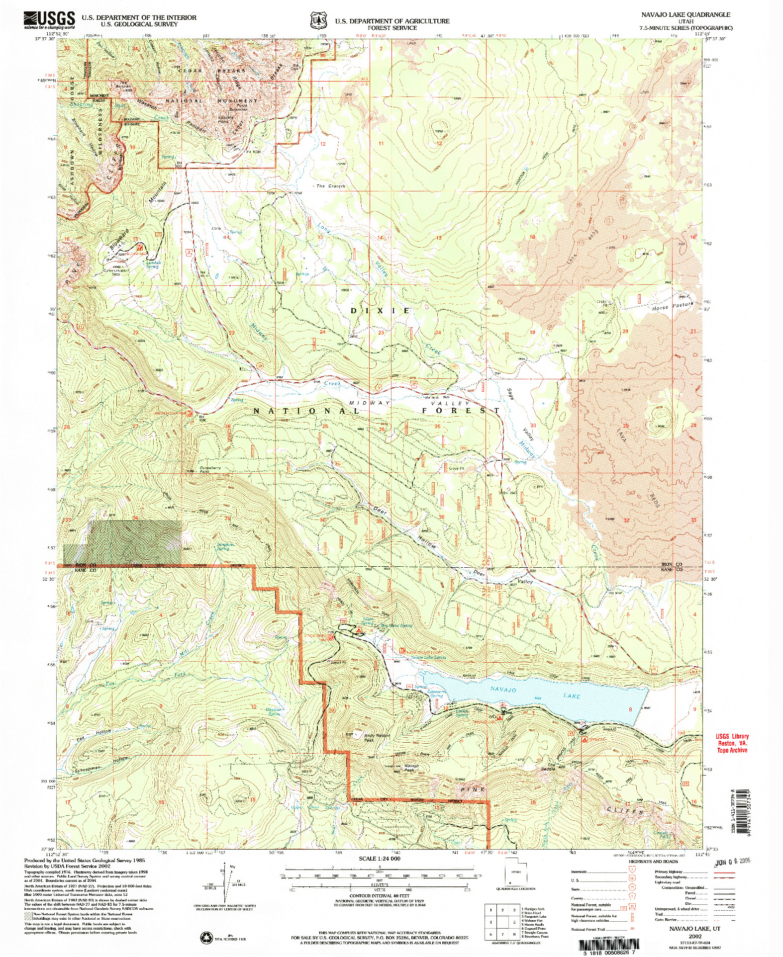 USGS 1:24000-SCALE QUADRANGLE FOR NAVAJO LAKE, UT 2002