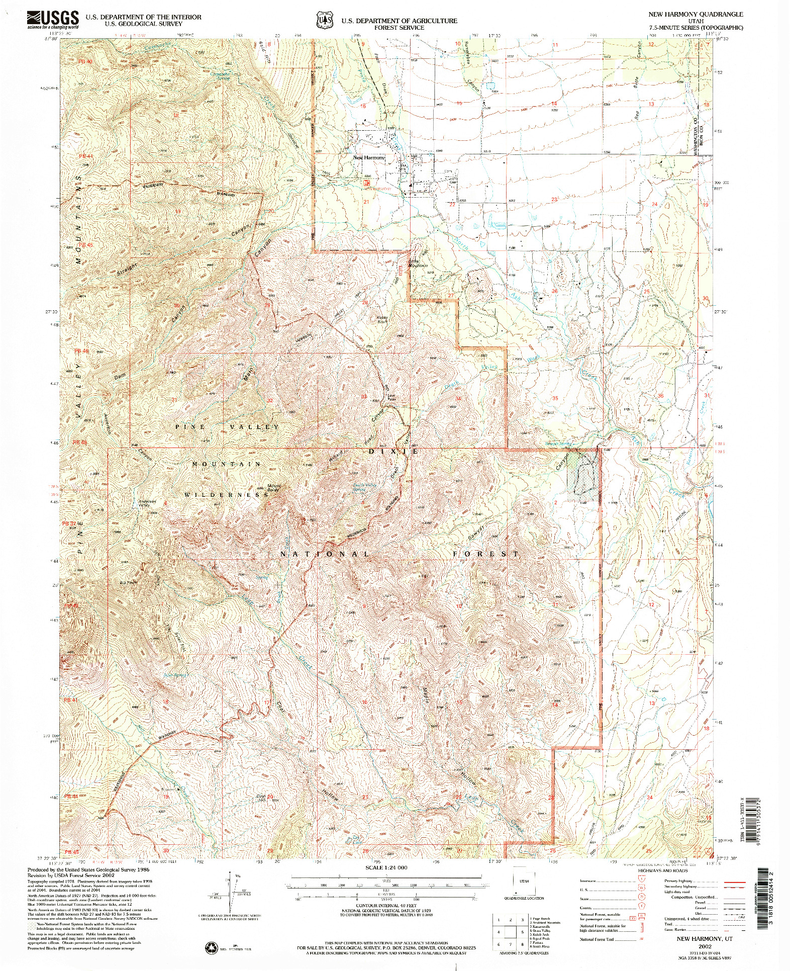 USGS 1:24000-SCALE QUADRANGLE FOR NEW HARMONY, UT 2002