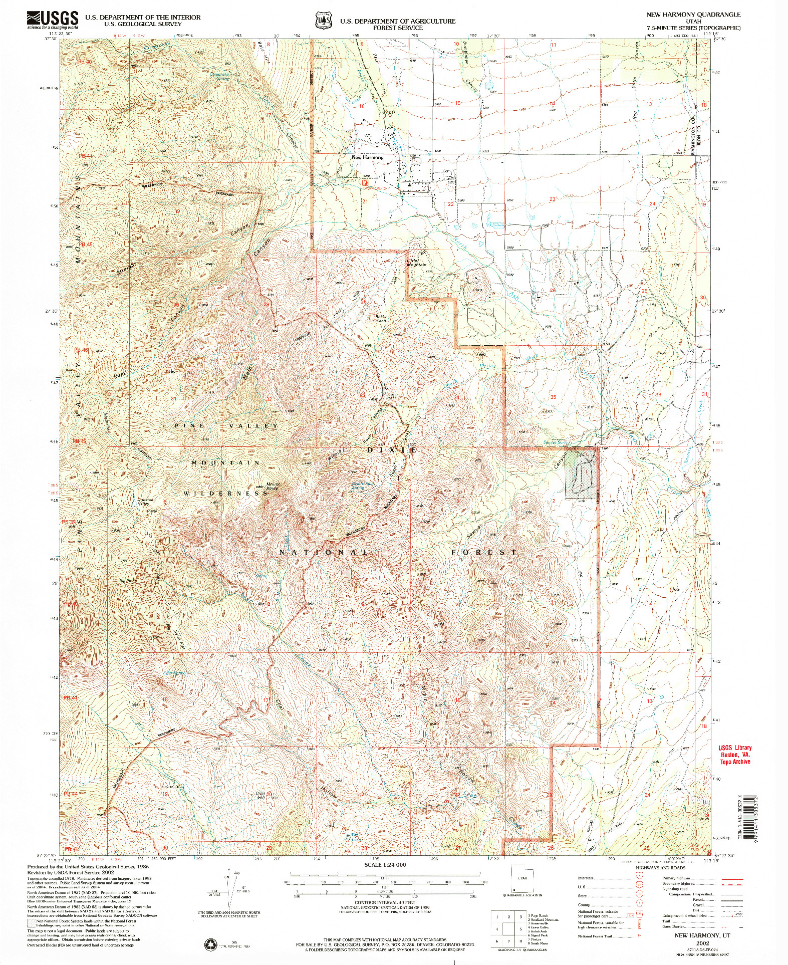 USGS 1:24000-SCALE QUADRANGLE FOR NEW HARMONY, UT 2002