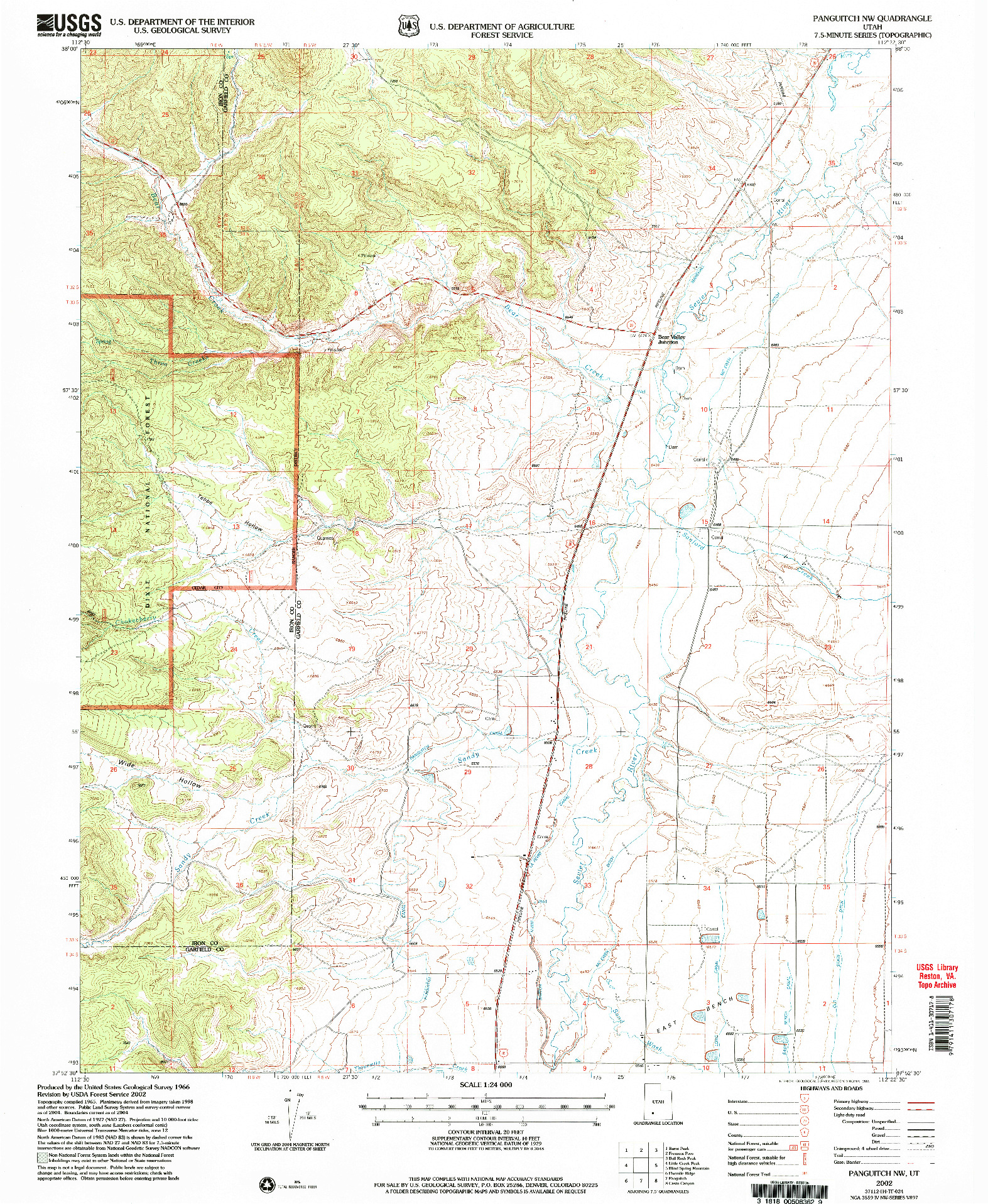 USGS 1:24000-SCALE QUADRANGLE FOR PANGUITCH NW, UT 2002