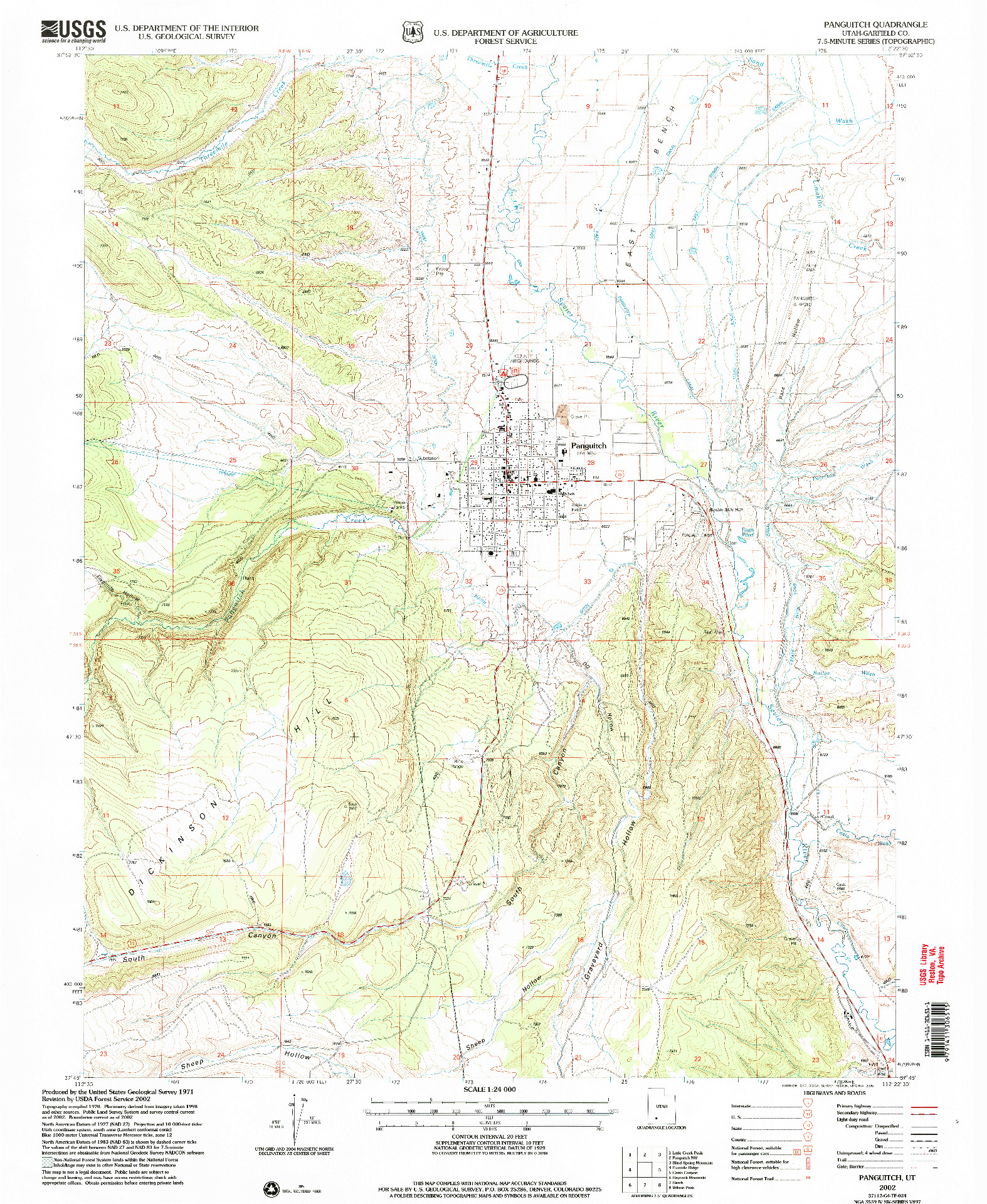 USGS 1:24000-SCALE QUADRANGLE FOR PANGUITCH, UT 2002