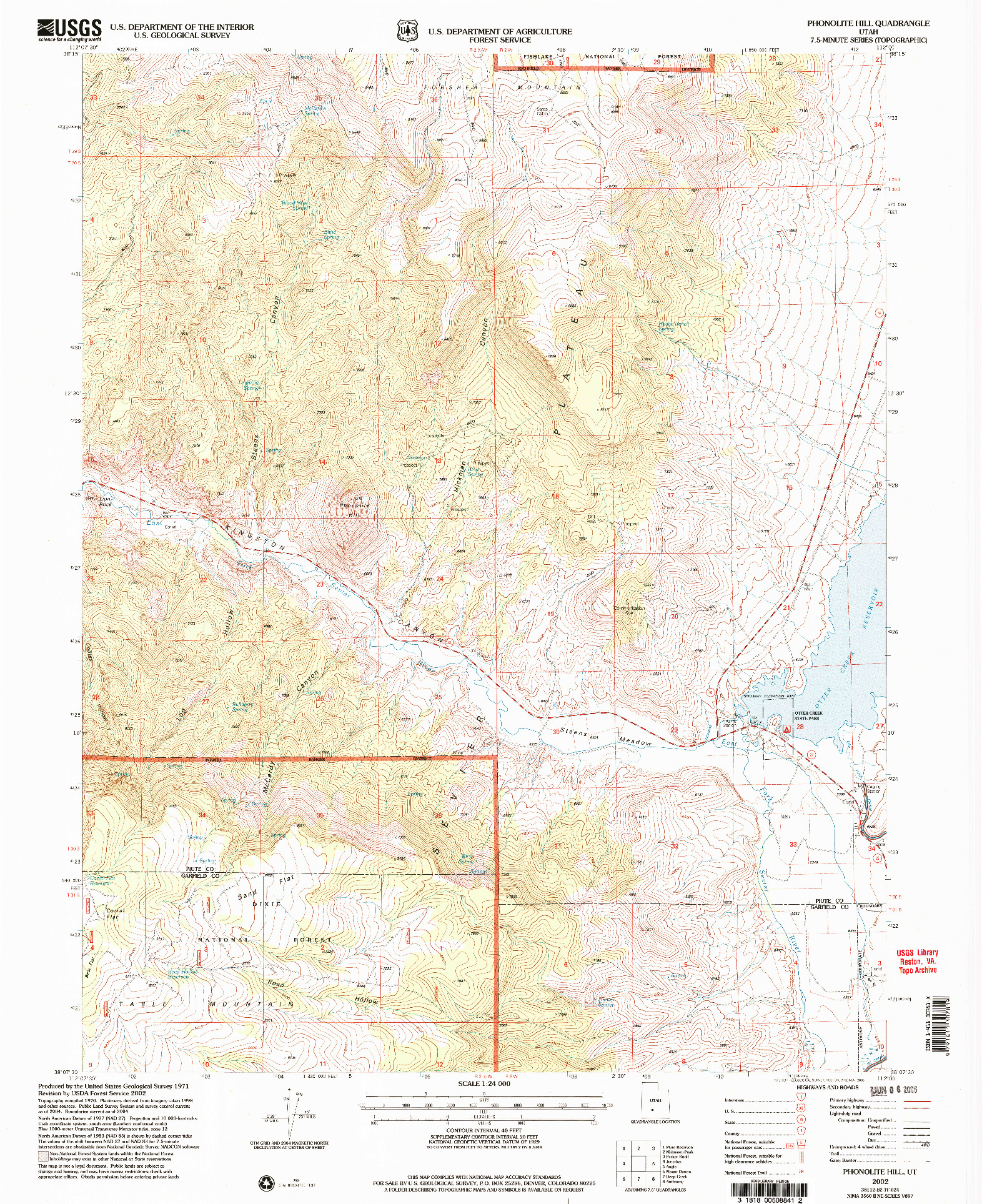 USGS 1:24000-SCALE QUADRANGLE FOR PHONOLITE HILL, UT 2002