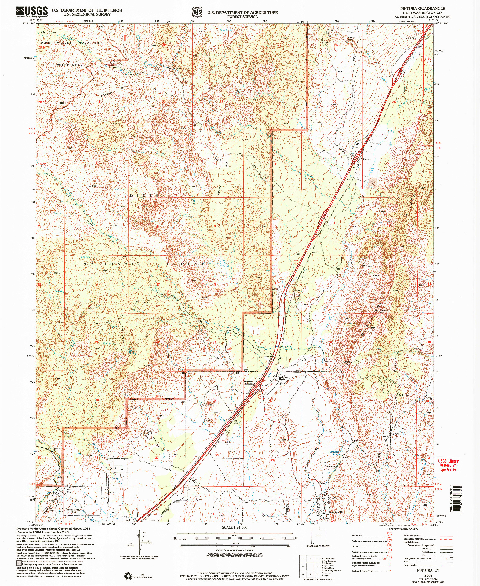 USGS 1:24000-SCALE QUADRANGLE FOR PINTURA, UT 2002