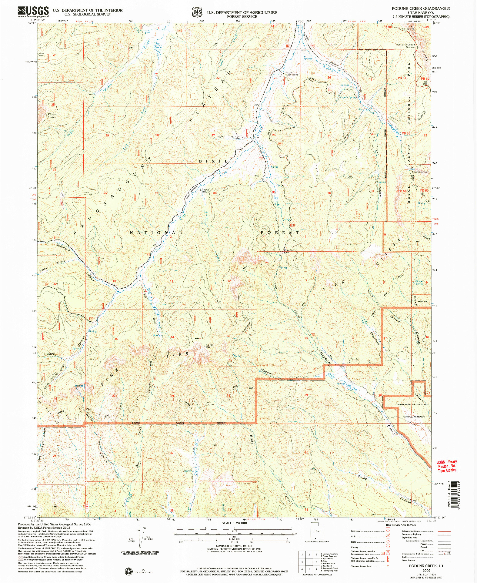 USGS 1:24000-SCALE QUADRANGLE FOR PODUNK CREEK, UT 2002