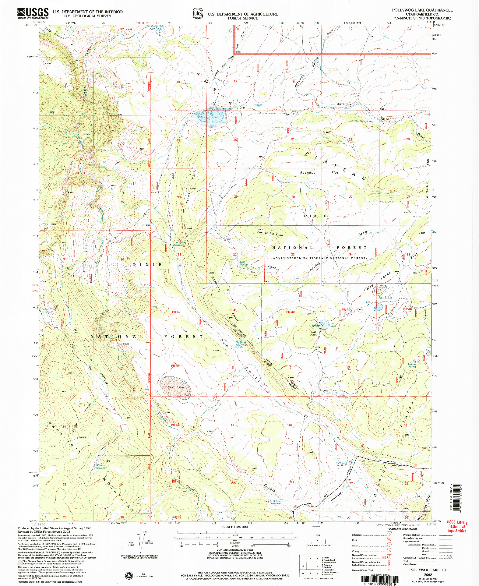 USGS 1:24000-SCALE QUADRANGLE FOR POLLYWOG LAKE, UT 2002
