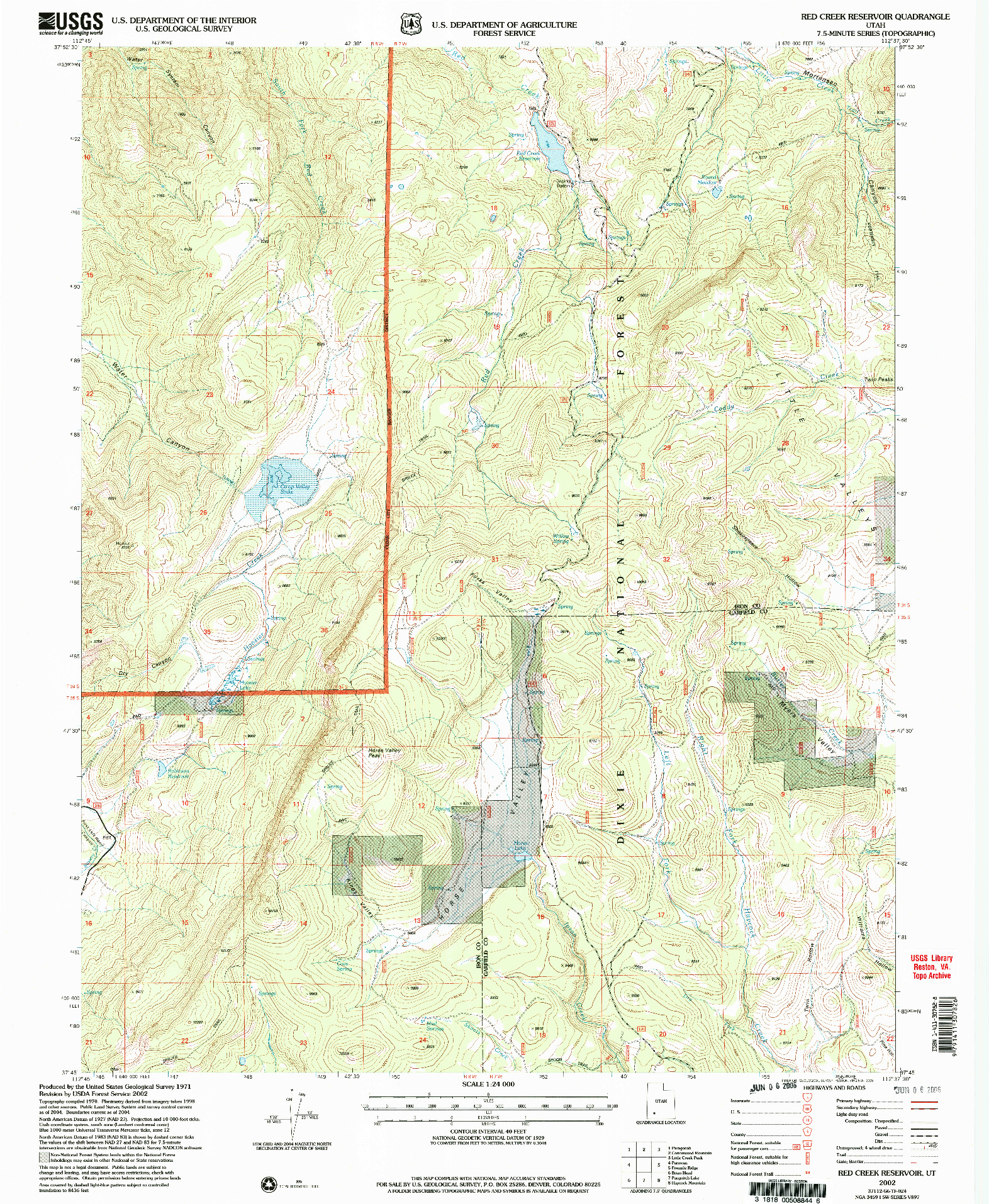 USGS 1:24000-SCALE QUADRANGLE FOR RED CREEK RESERVOIR, UT 2002