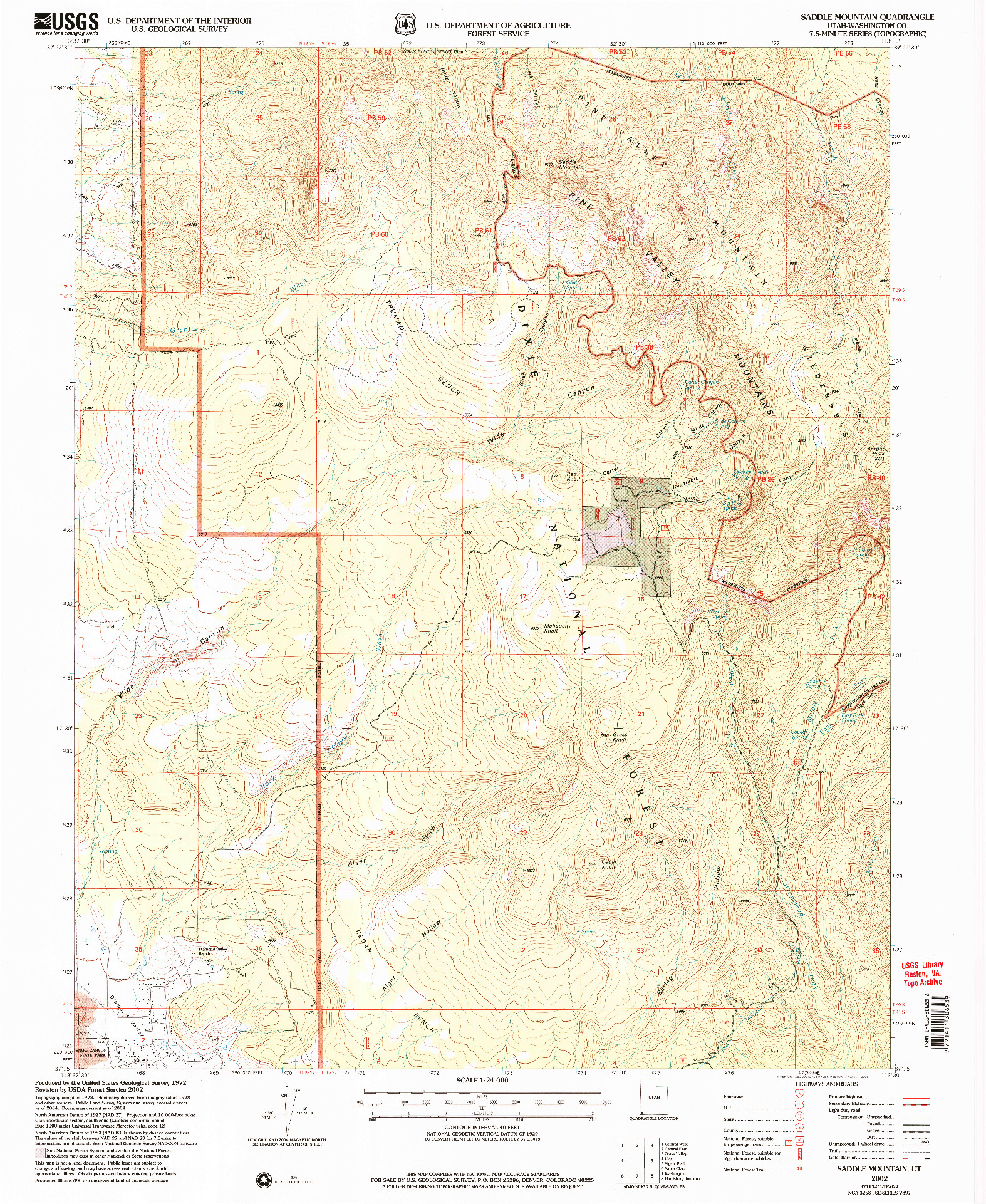 USGS 1:24000-SCALE QUADRANGLE FOR SADDLE MOUNTAIN, UT 2002