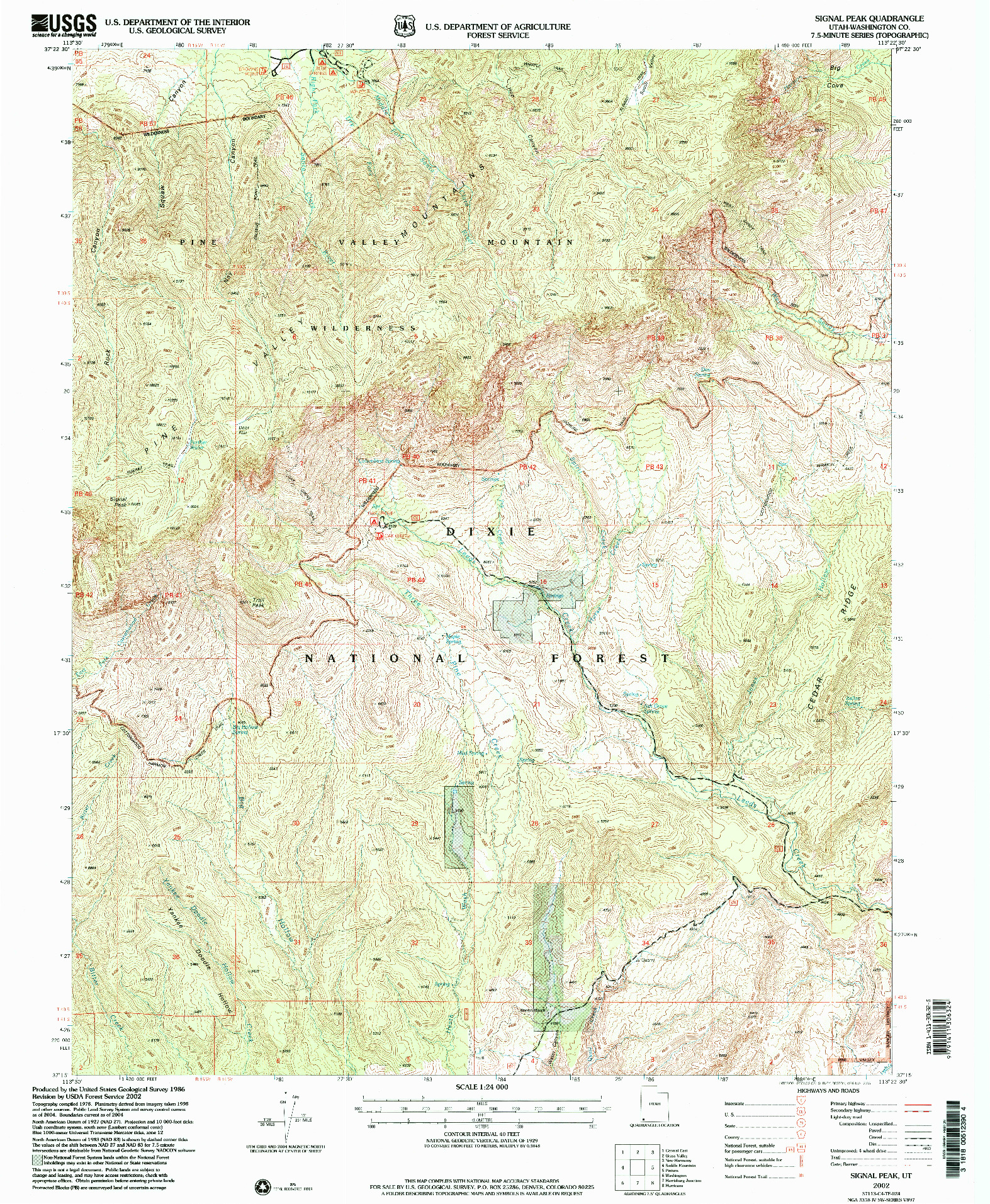 USGS 1:24000-SCALE QUADRANGLE FOR SIGNAL PEAK, UT 2002