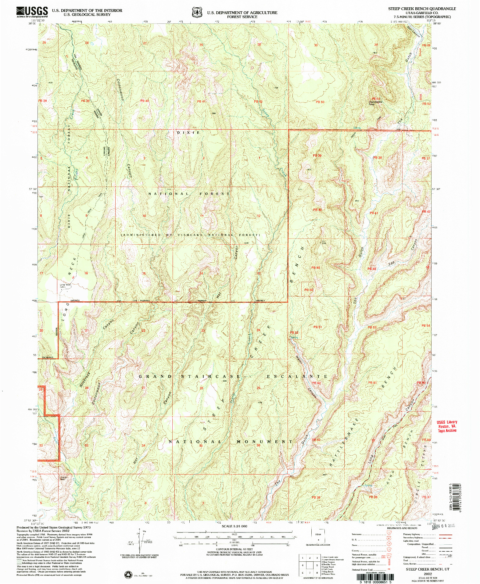 USGS 1:24000-SCALE QUADRANGLE FOR STEEP CREEK BENCH, UT 2002
