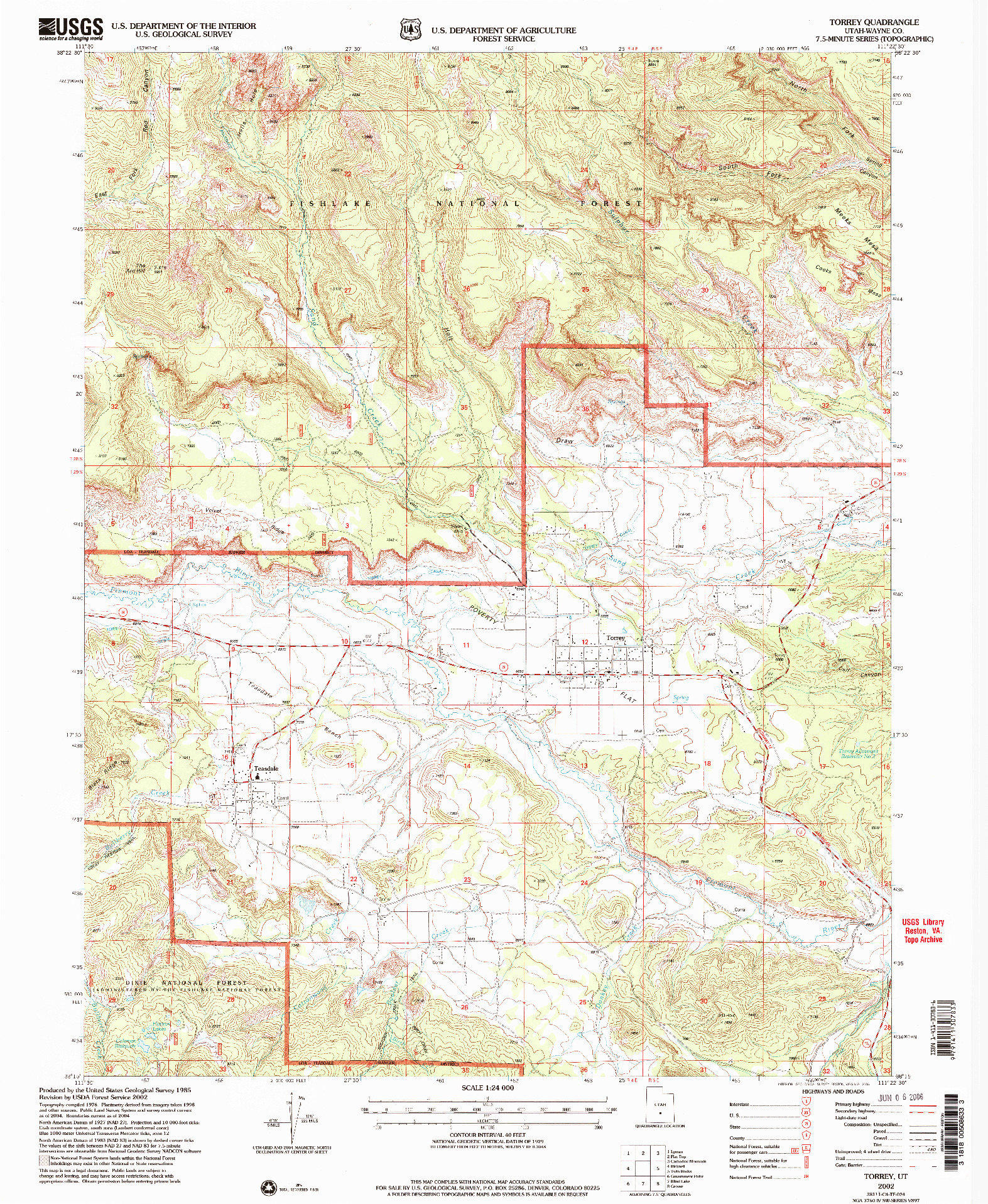 USGS 1:24000-SCALE QUADRANGLE FOR TORREY, UT 2002