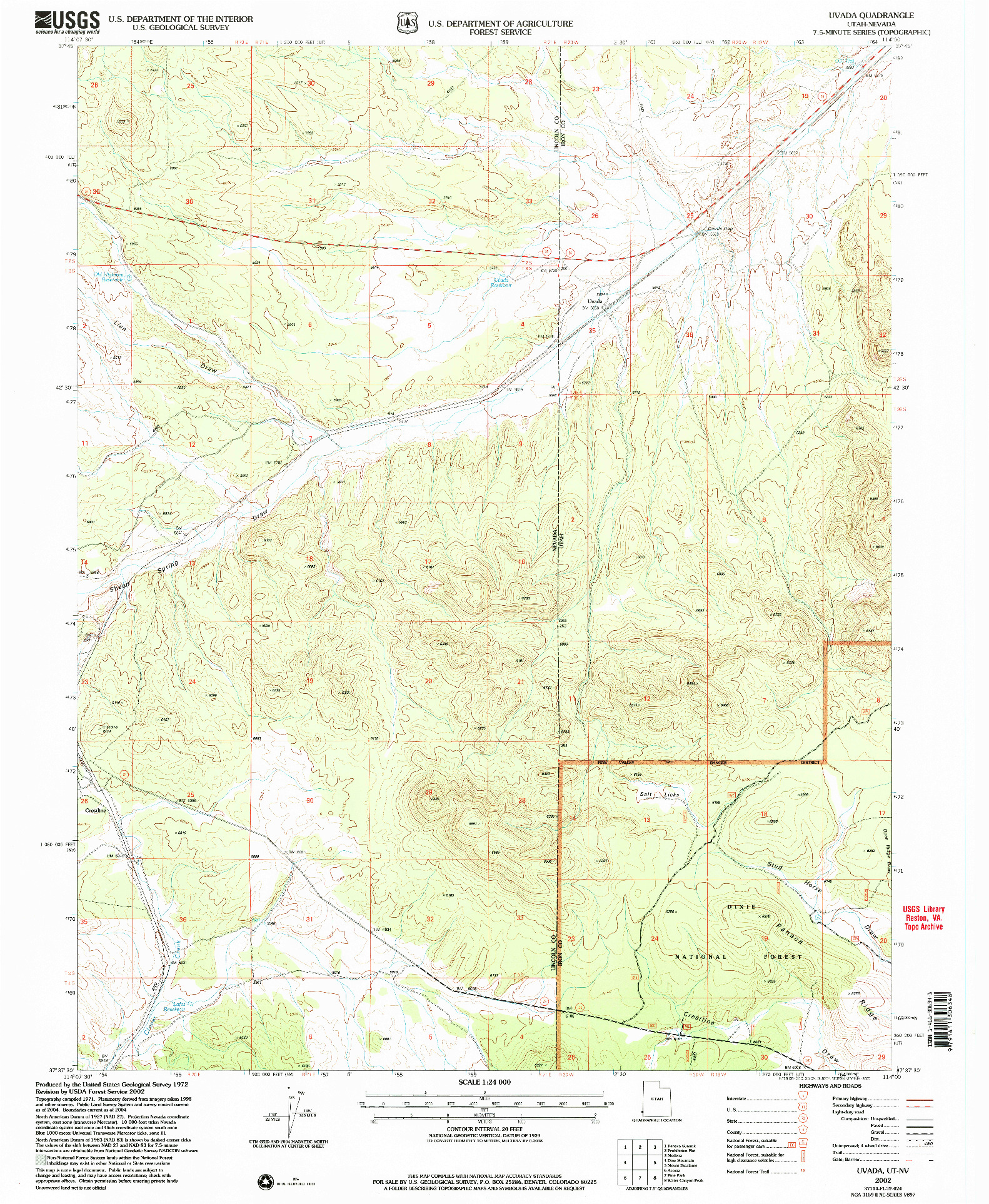 USGS 1:24000-SCALE QUADRANGLE FOR UVADA, UT 2002