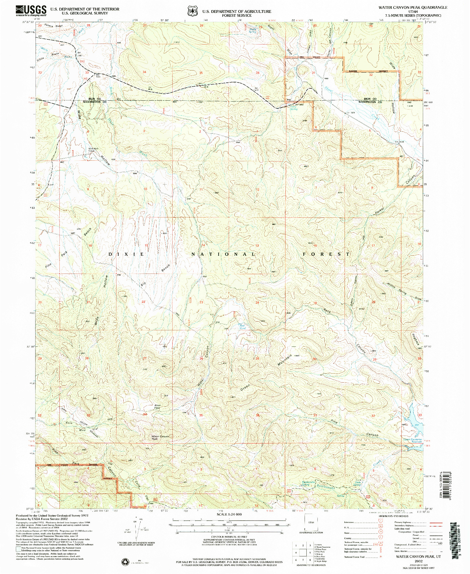 USGS 1:24000-SCALE QUADRANGLE FOR WATER CANYON, UT 2002