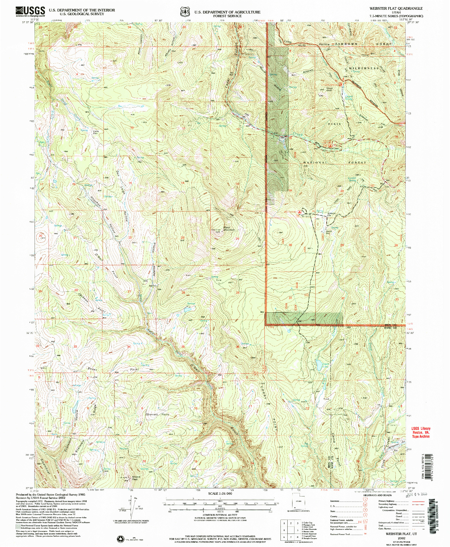 USGS 1:24000-SCALE QUADRANGLE FOR WEBSTER FLAT, UT 2002