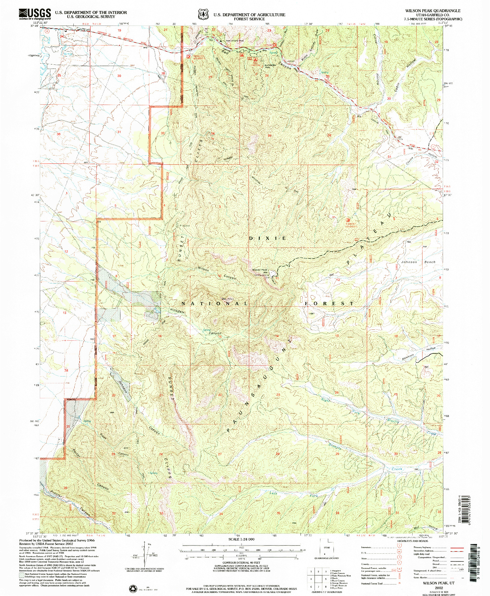USGS 1:24000-SCALE QUADRANGLE FOR WILSON PEAK, UT 2002