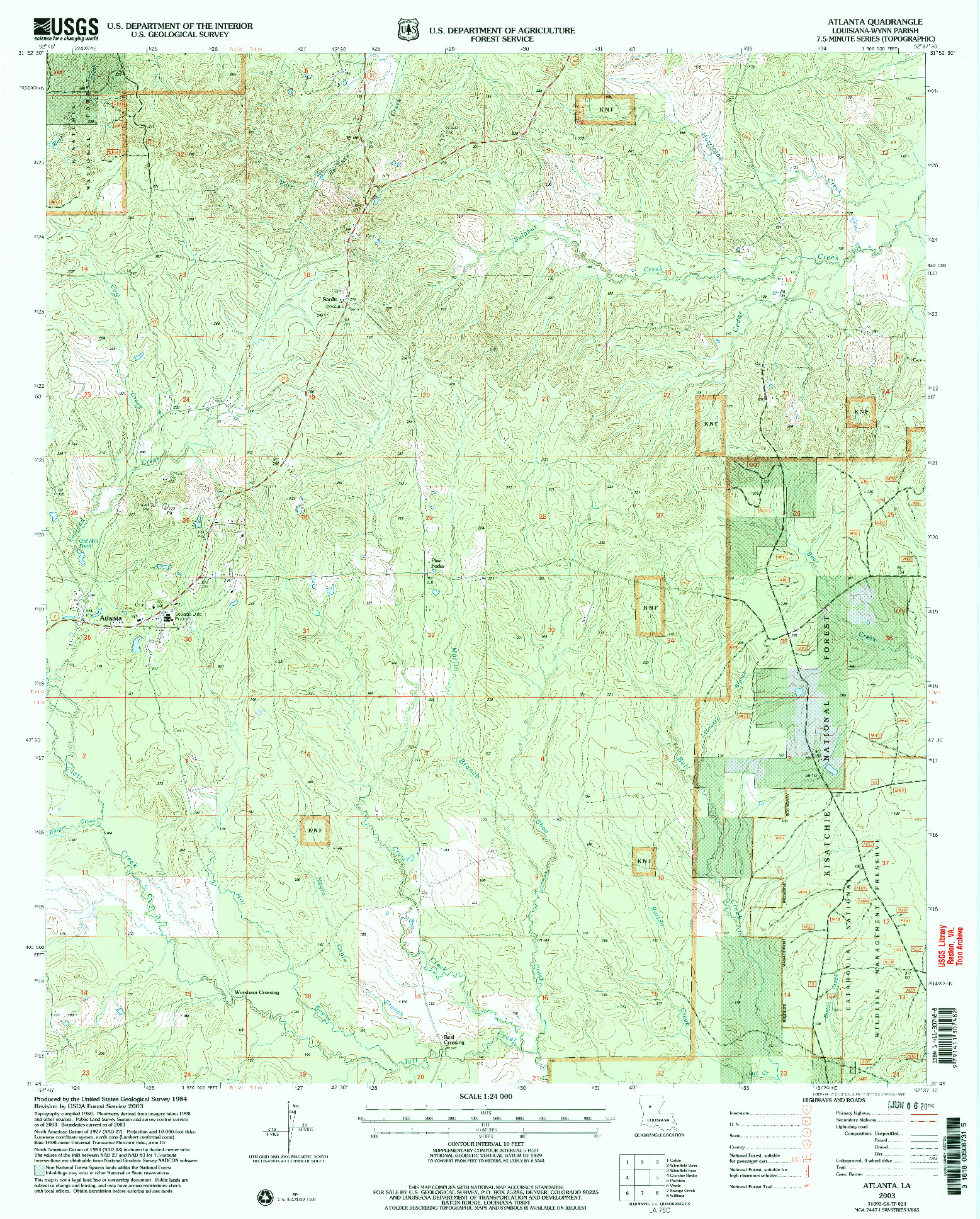 USGS 1:24000-SCALE QUADRANGLE FOR ATLANTA, LA 2003