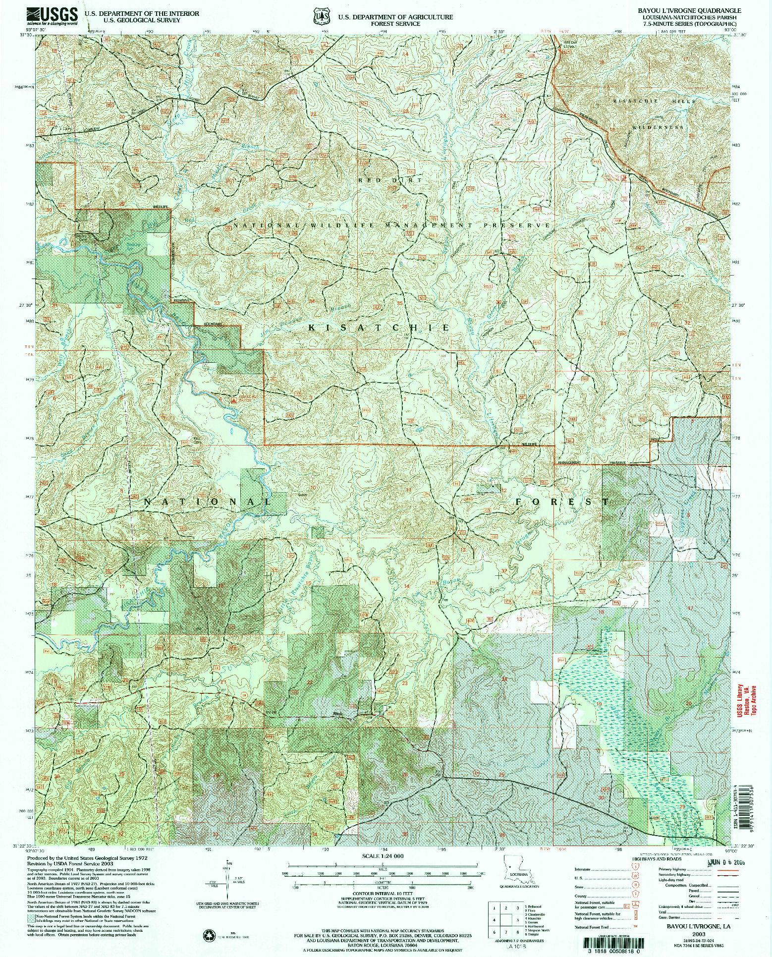 USGS 1:24000-SCALE QUADRANGLE FOR BAYOU L'IVROGNE, LA 2003