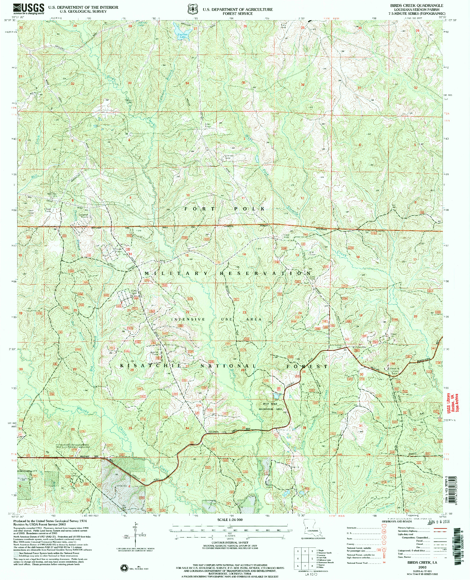 USGS 1:24000-SCALE QUADRANGLE FOR BIRDS CREEK, LA 2003