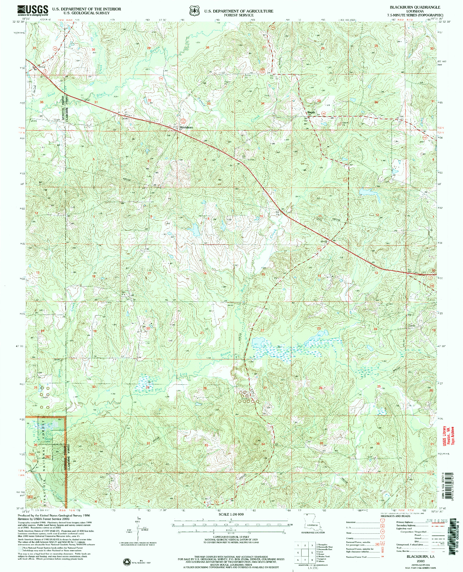 USGS 1:24000-SCALE QUADRANGLE FOR BLACKBURN, LA 2003