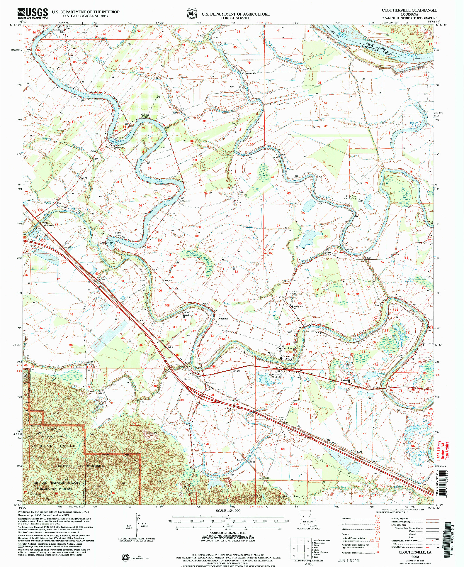 USGS 1:24000-SCALE QUADRANGLE FOR CLOUTIERVILLE, LA 2003