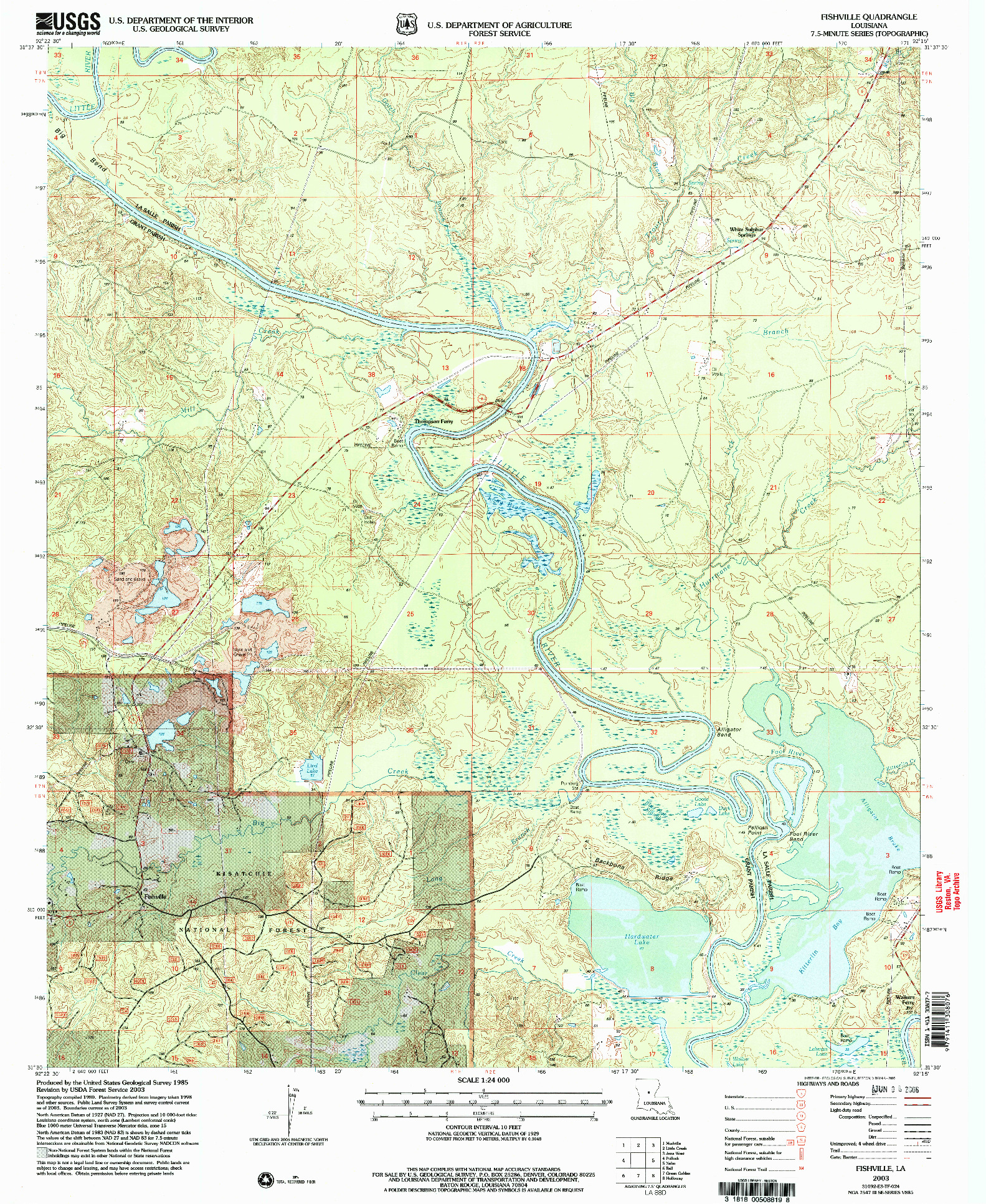 USGS 1:24000-SCALE QUADRANGLE FOR FISHVILLE, LA 2003