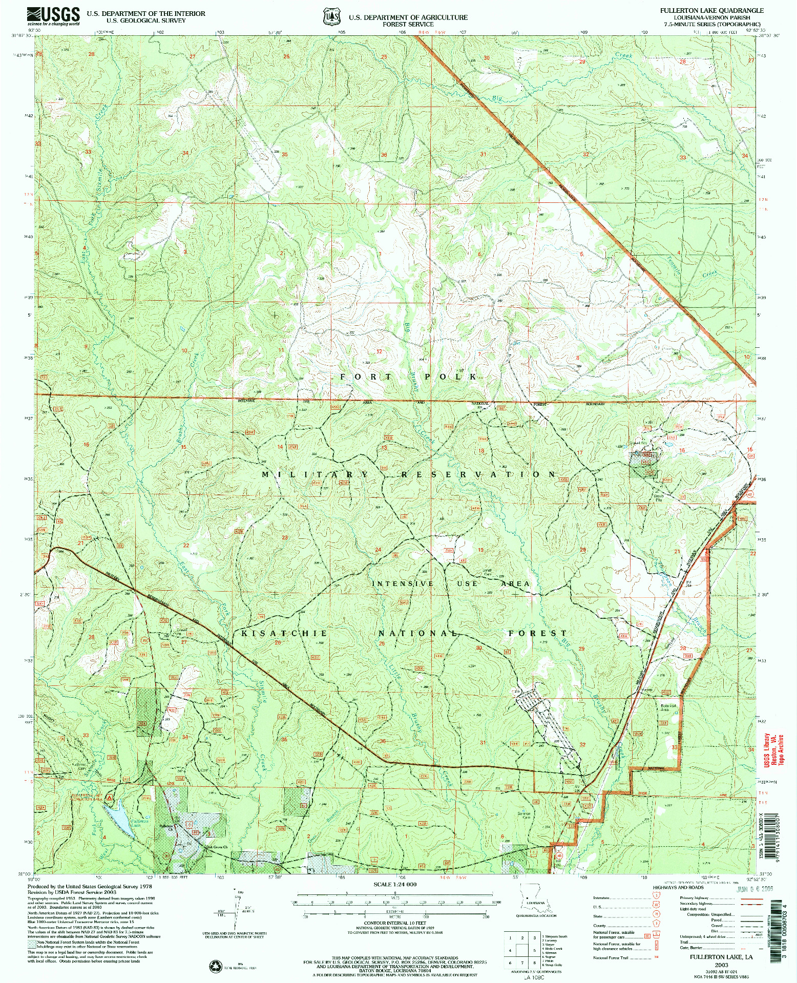 USGS 1:24000-SCALE QUADRANGLE FOR FULLERTON LAKE, LA 2003