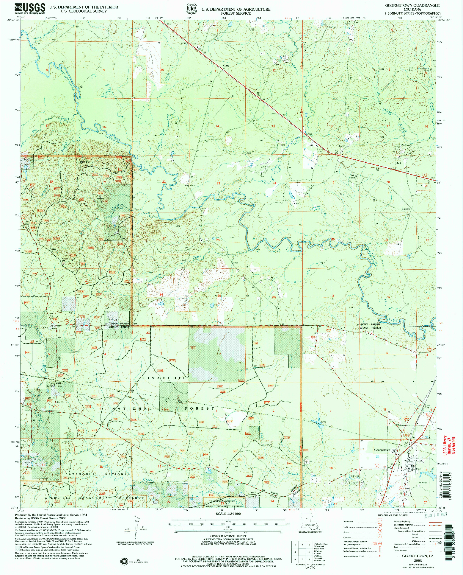 USGS 1:24000-SCALE QUADRANGLE FOR GEORGETOWN, LA 2003