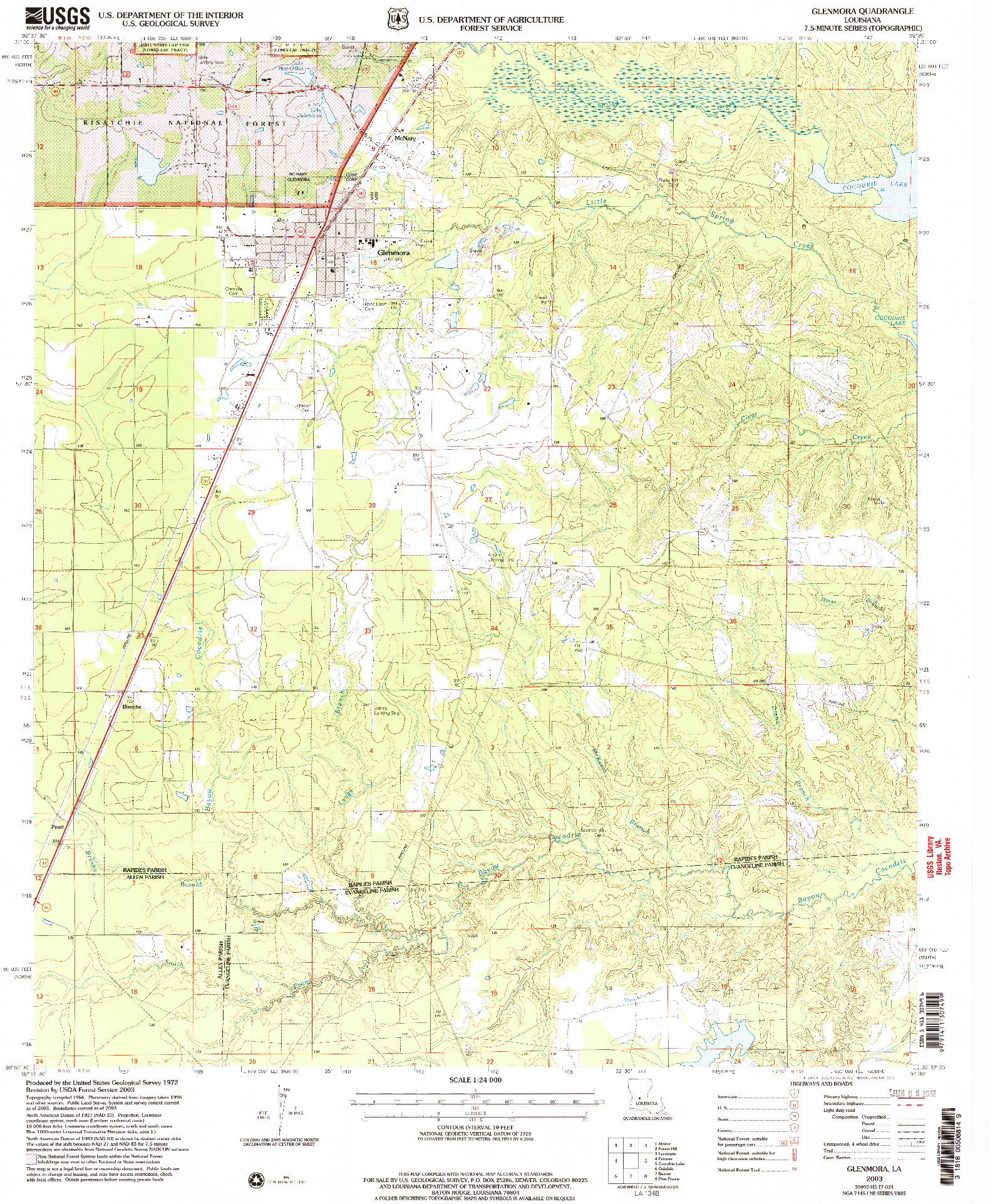 USGS 1:24000-SCALE QUADRANGLE FOR GLENMORA, LA 2003