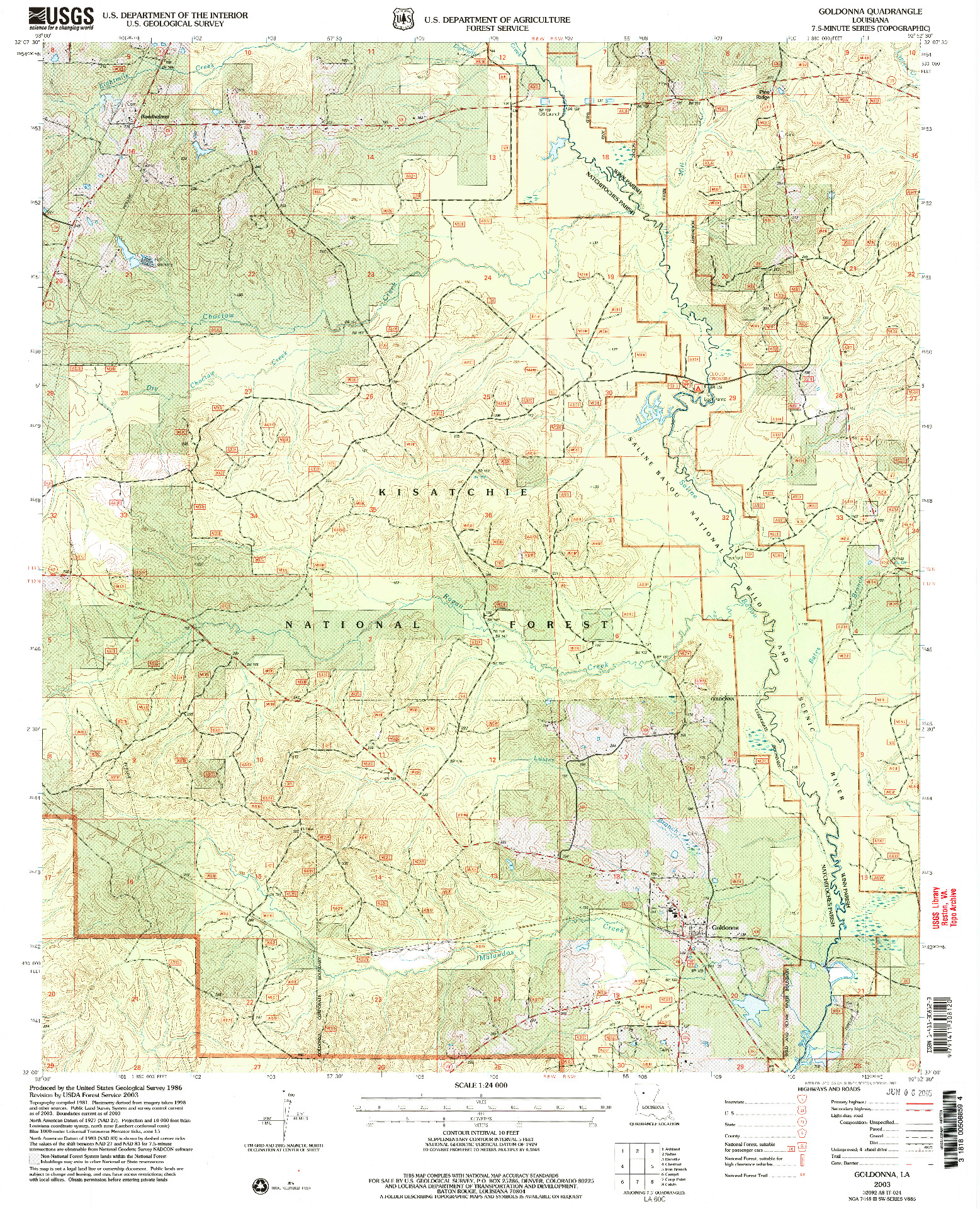 USGS 1:24000-SCALE QUADRANGLE FOR GOLDONNA, LA 2003
