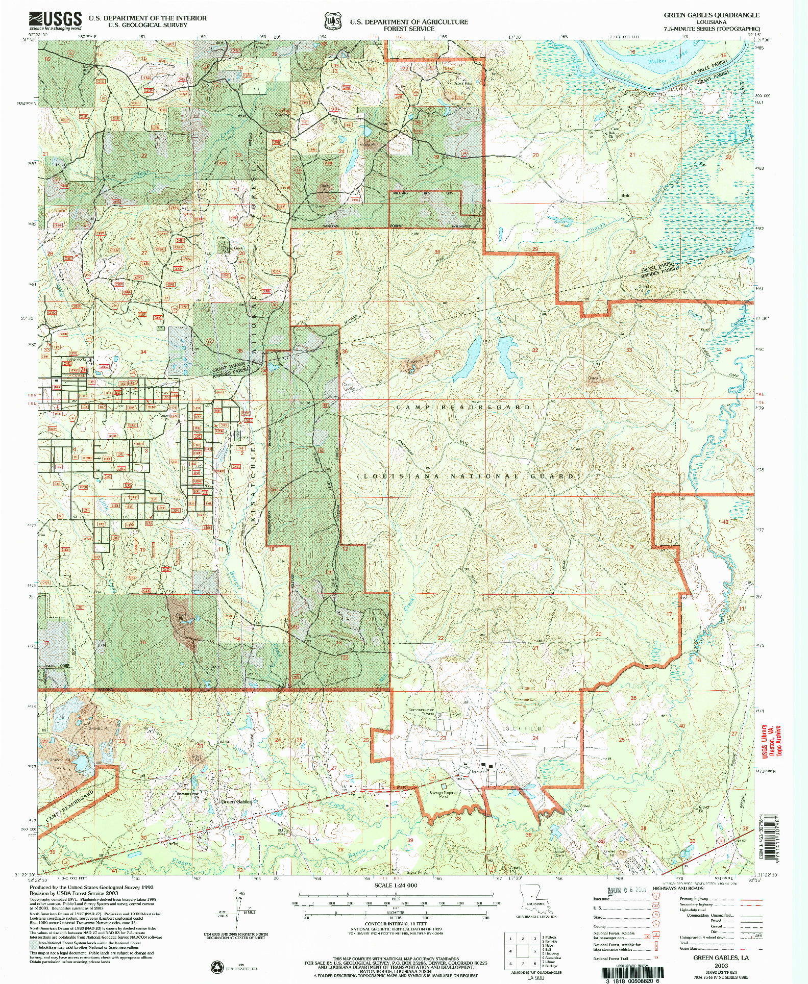 USGS 1:24000-SCALE QUADRANGLE FOR GREEN GABLES, LA 2003