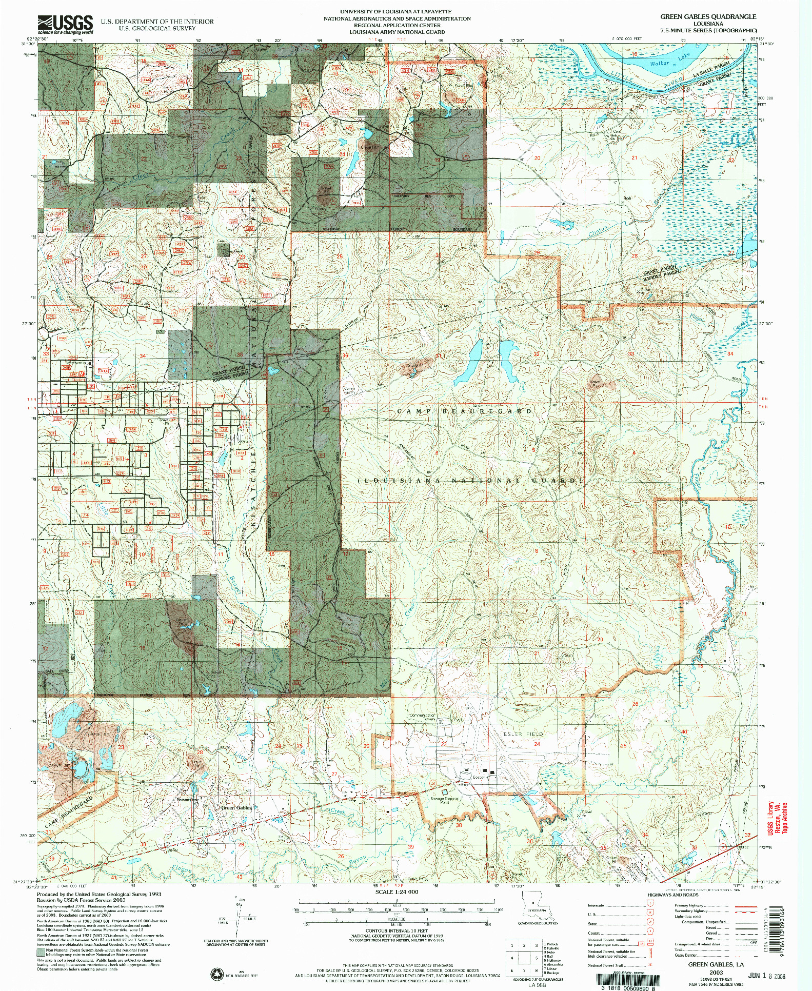 USGS 1:24000-SCALE QUADRANGLE FOR GREEN GABLES, LA 2003