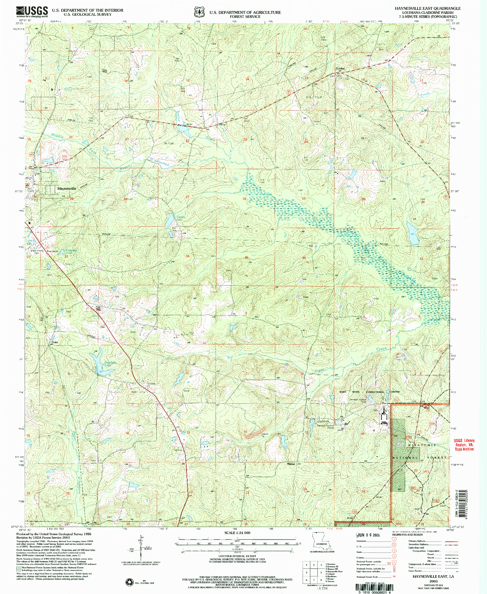 USGS 1:24000-SCALE QUADRANGLE FOR HAYNESVILLE EAST, LA 2003