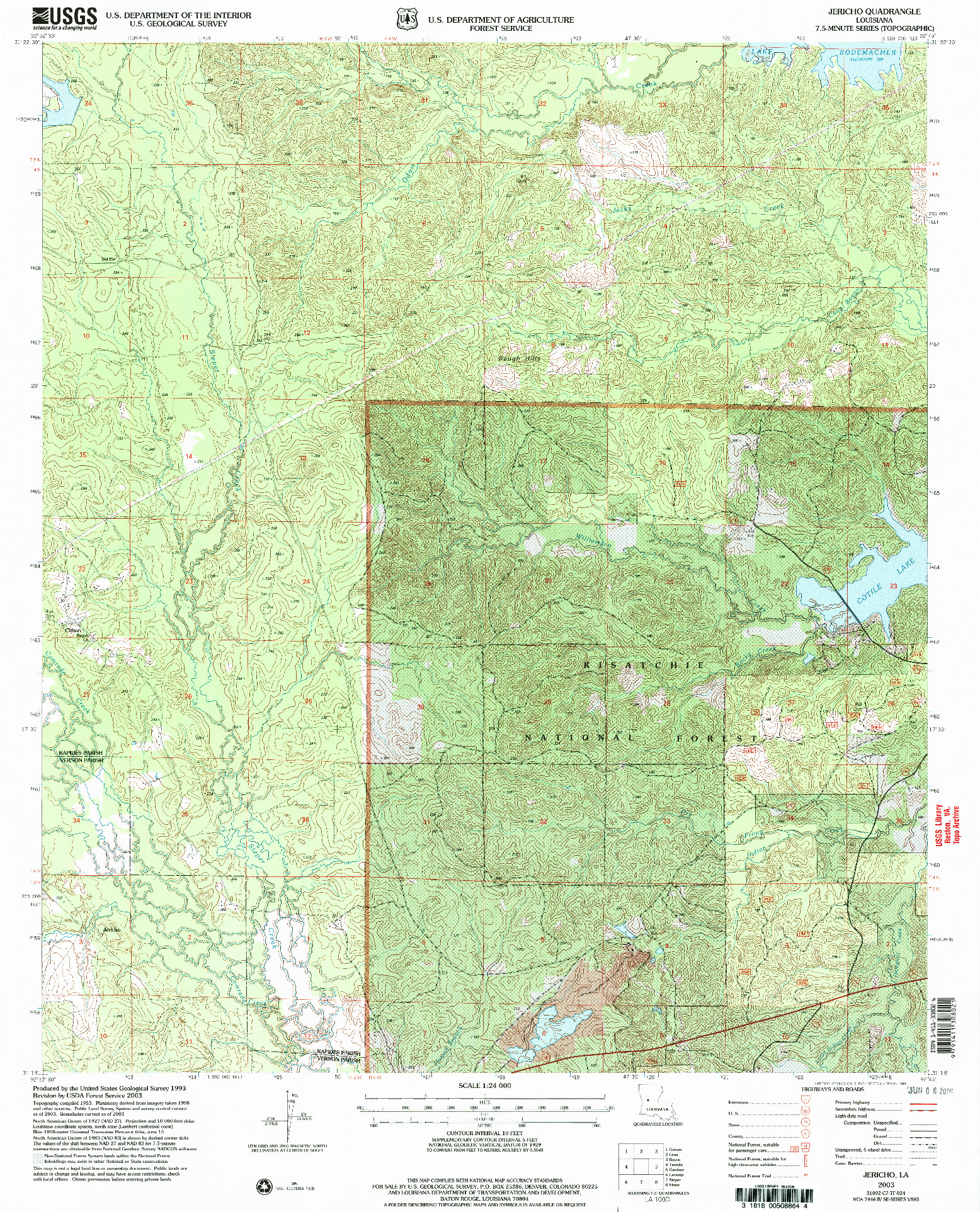 USGS 1:24000-SCALE QUADRANGLE FOR JERICHO, LA 2003