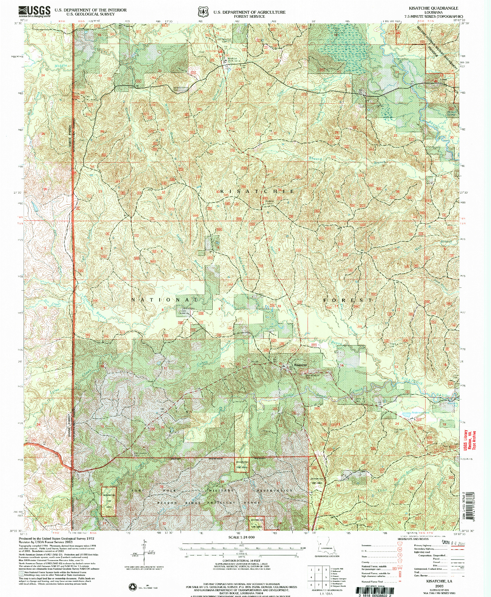 USGS 1:24000-SCALE QUADRANGLE FOR KISATCHIE, LA 2003