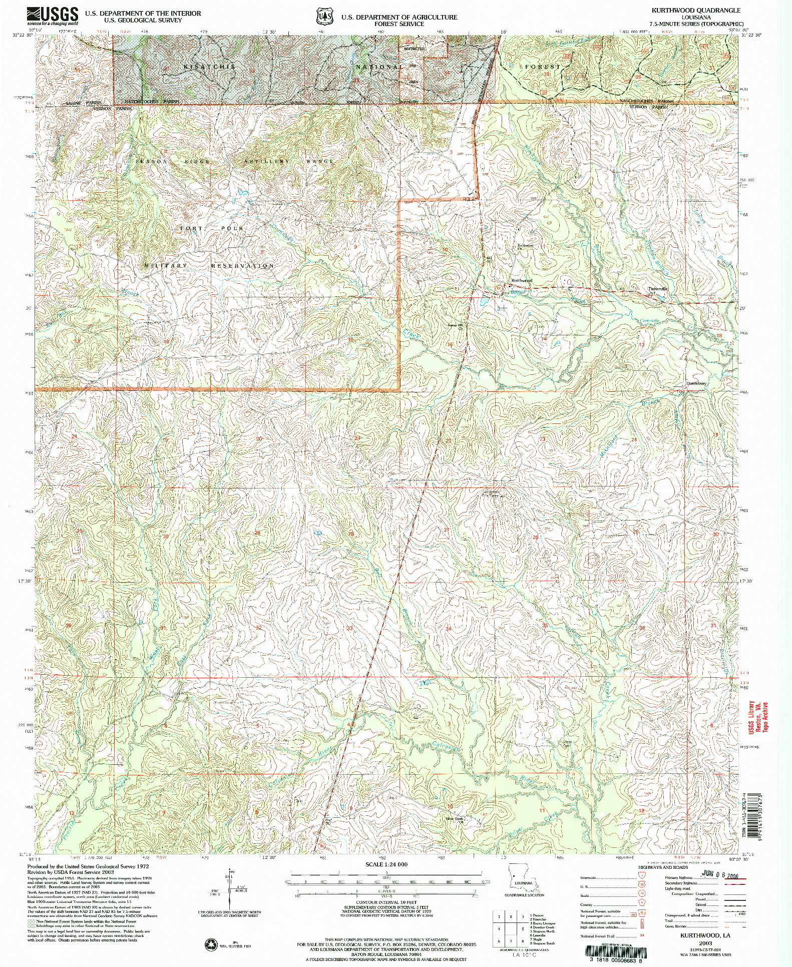 USGS 1:24000-SCALE QUADRANGLE FOR KURTHWOOD, LA 2003