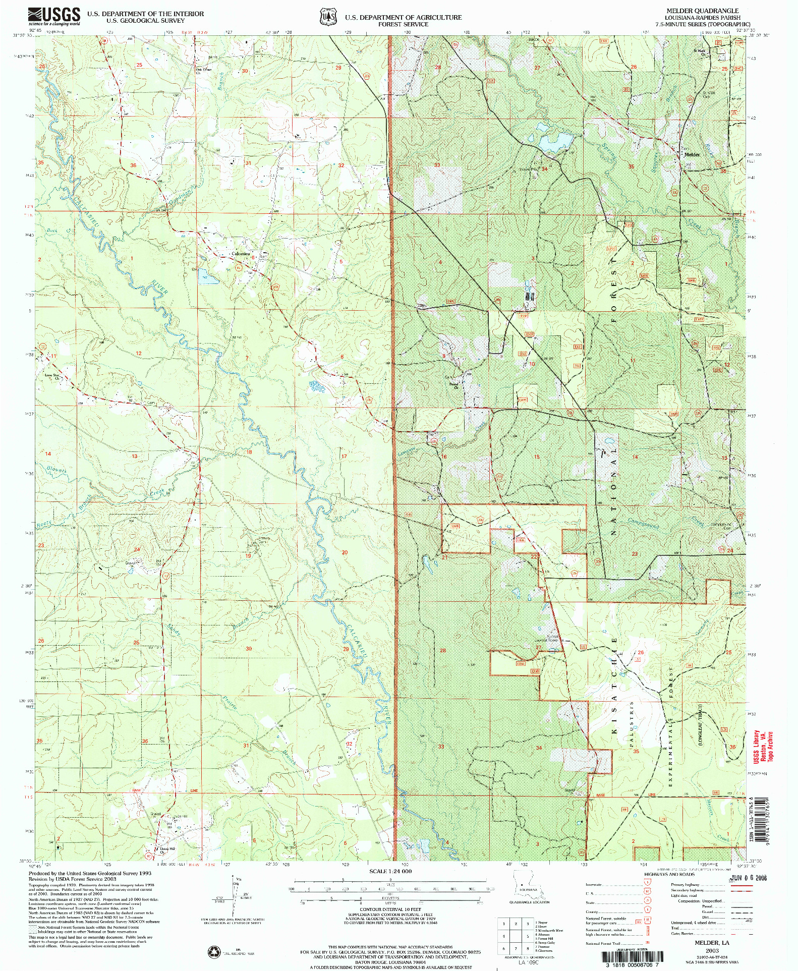 USGS 1:24000-SCALE QUADRANGLE FOR MELDER, LA 2003