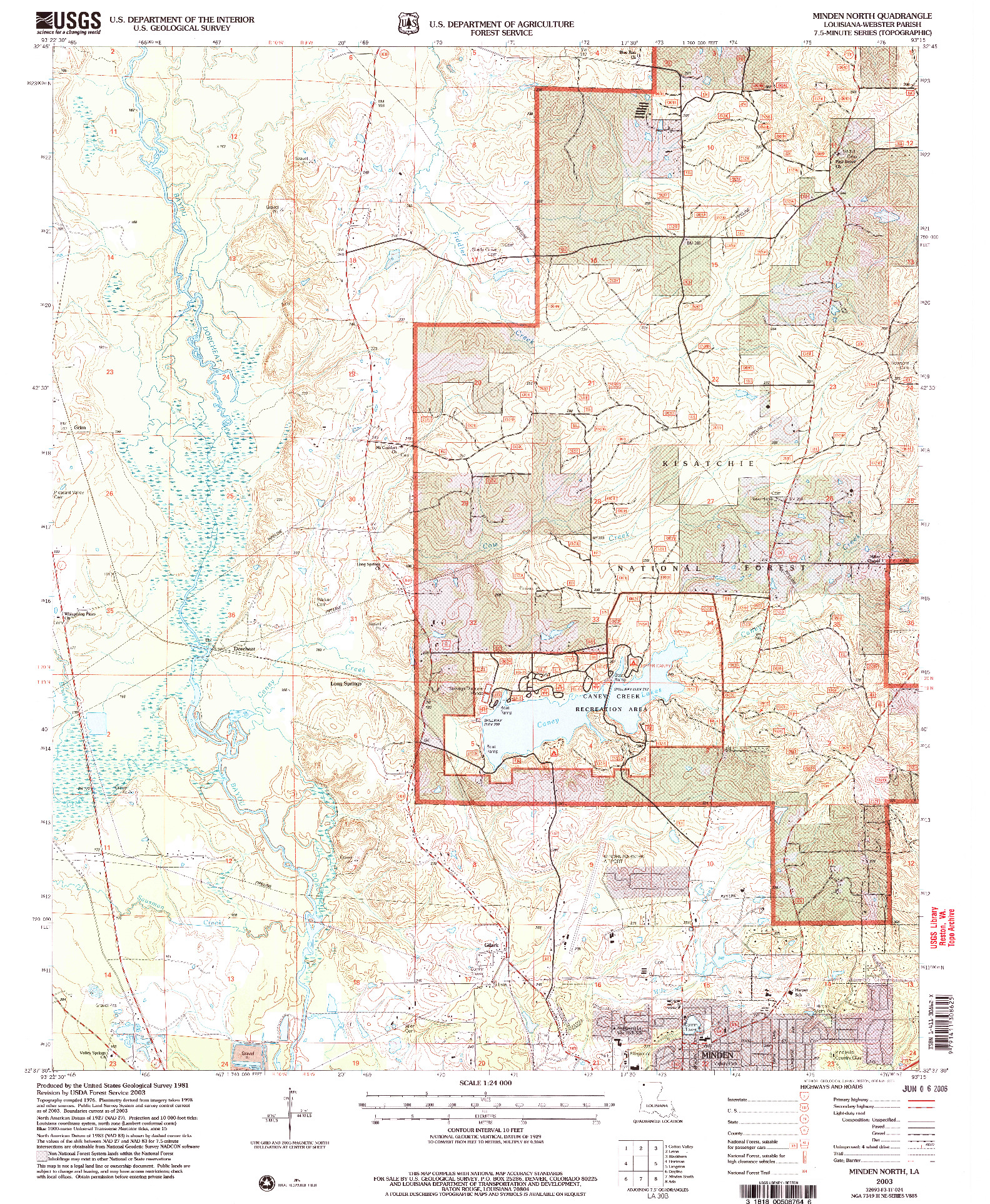 USGS 1:24000-SCALE QUADRANGLE FOR MINDEN NORTH, LA 2003