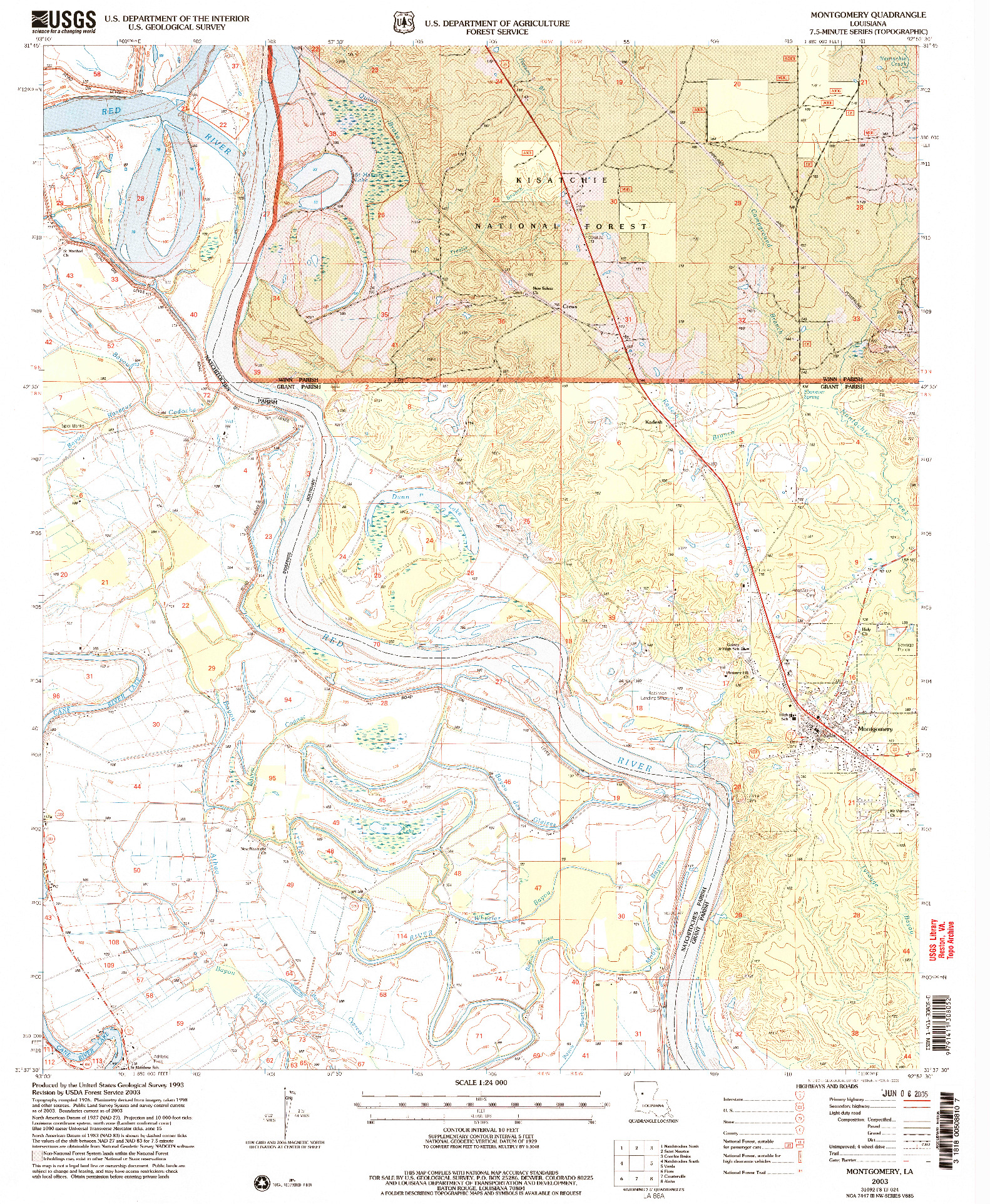 USGS 1:24000-SCALE QUADRANGLE FOR MONTGOMERY, LA 2003