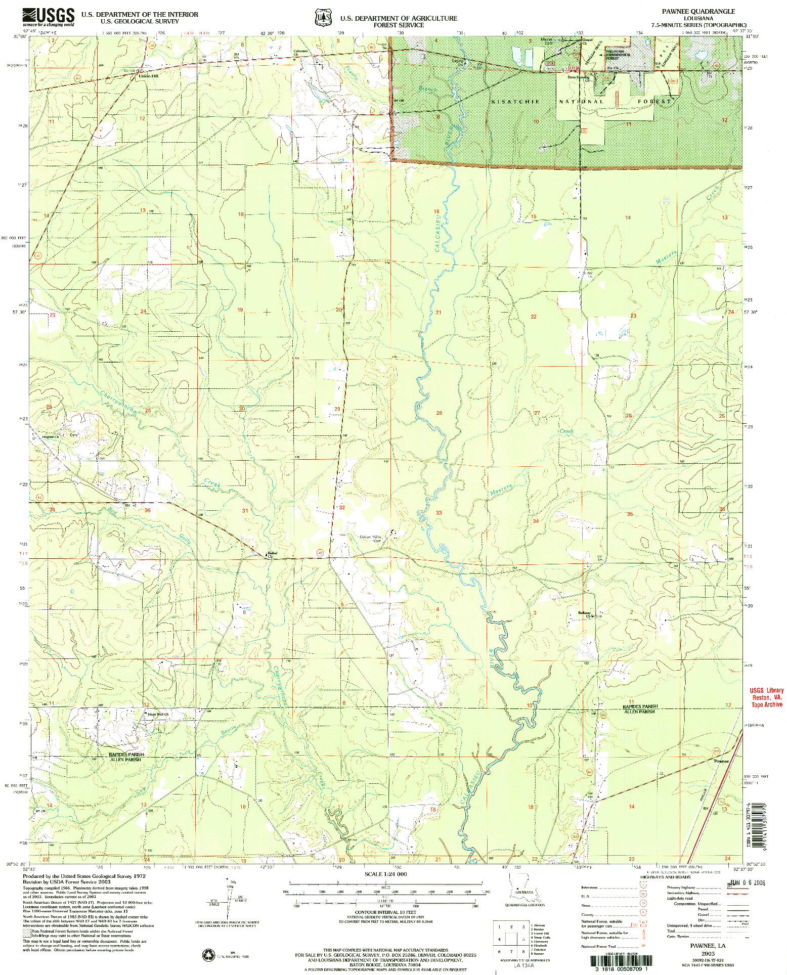 USGS 1:24000-SCALE QUADRANGLE FOR PAWNEE, LA 2003