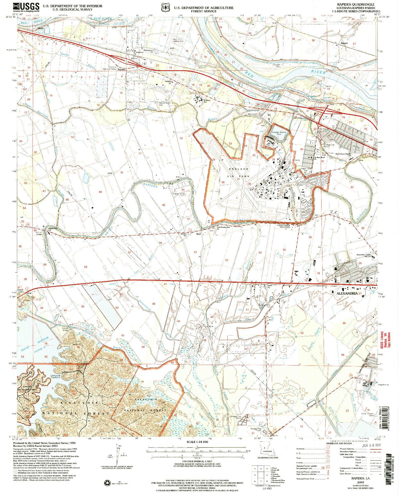 USGS 1:24000-SCALE QUADRANGLE FOR RAPIDES, LA 2003