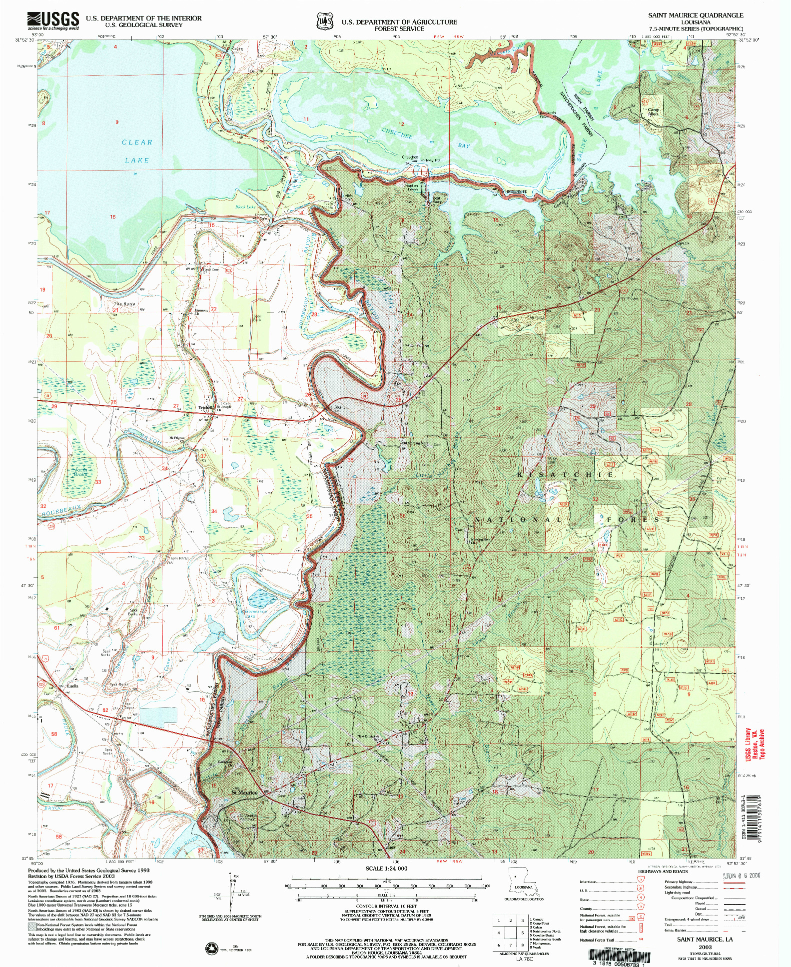 USGS 1:24000-SCALE QUADRANGLE FOR SAINT MAURICE, LA 2003