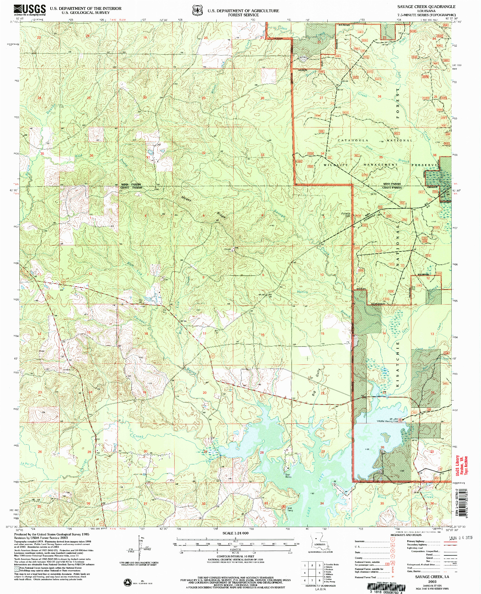 USGS 1:24000-SCALE QUADRANGLE FOR SAVAGE CREEK, LA 2003