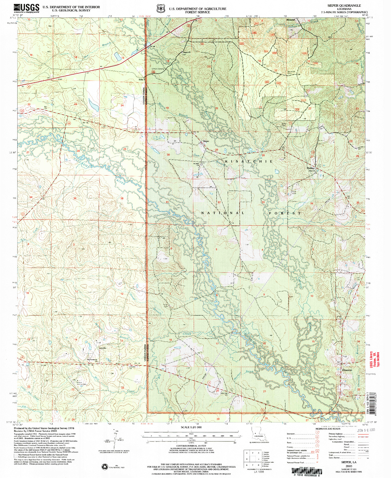 USGS 1:24000-SCALE QUADRANGLE FOR SIEPER, LA 2003