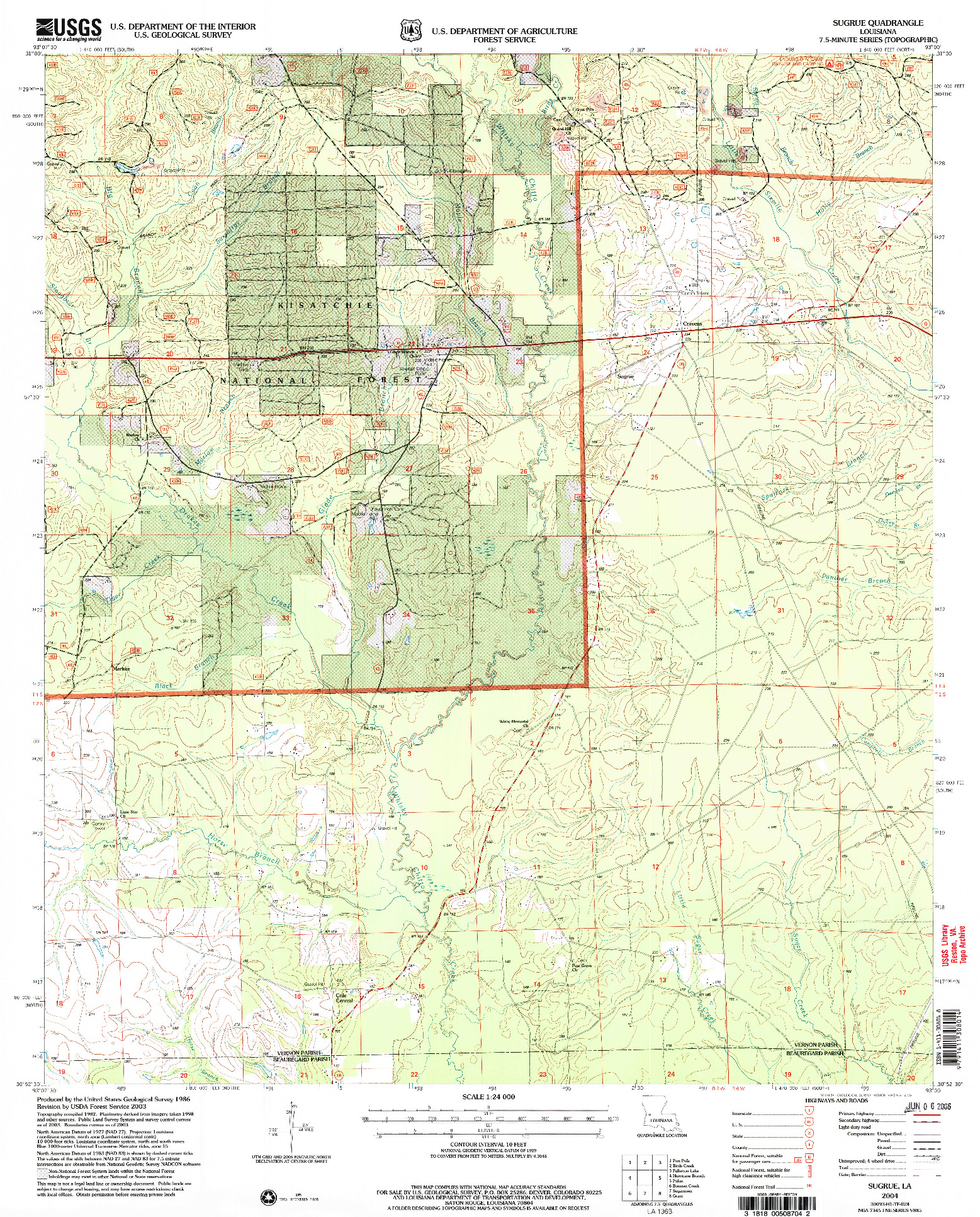 USGS 1:24000-SCALE QUADRANGLE FOR SUGRUE, LA 2004