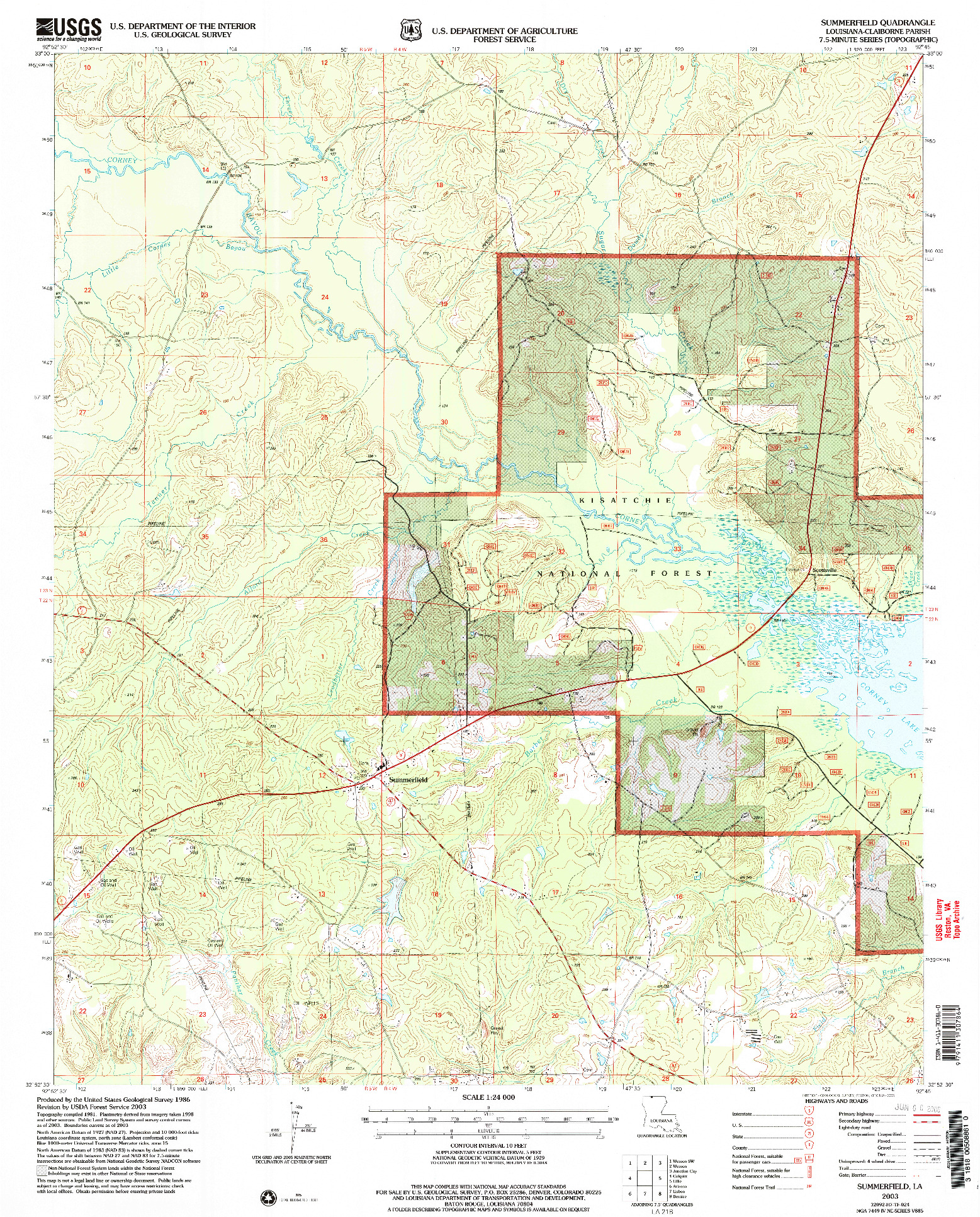 USGS 1:24000-SCALE QUADRANGLE FOR SUMMERFIELD, LA 2003