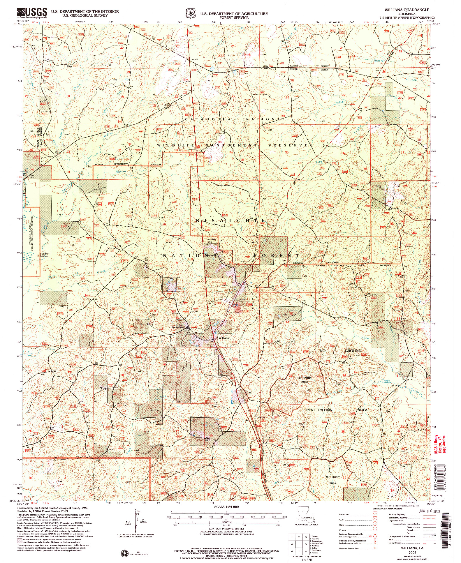 USGS 1:24000-SCALE QUADRANGLE FOR WILLIANA, LA 2003