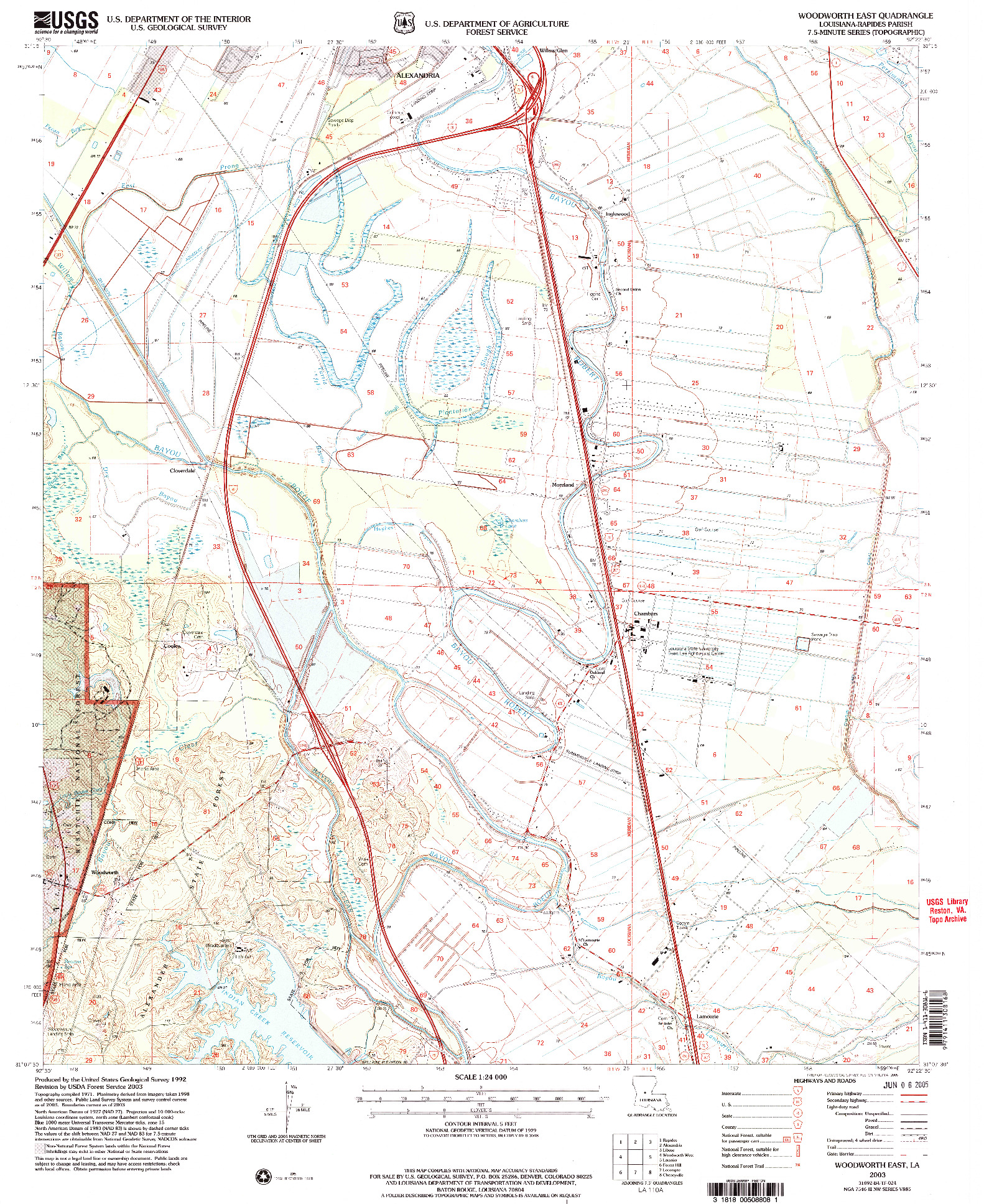 USGS 1:24000-SCALE QUADRANGLE FOR WOODWORTH EAST, LA 2003