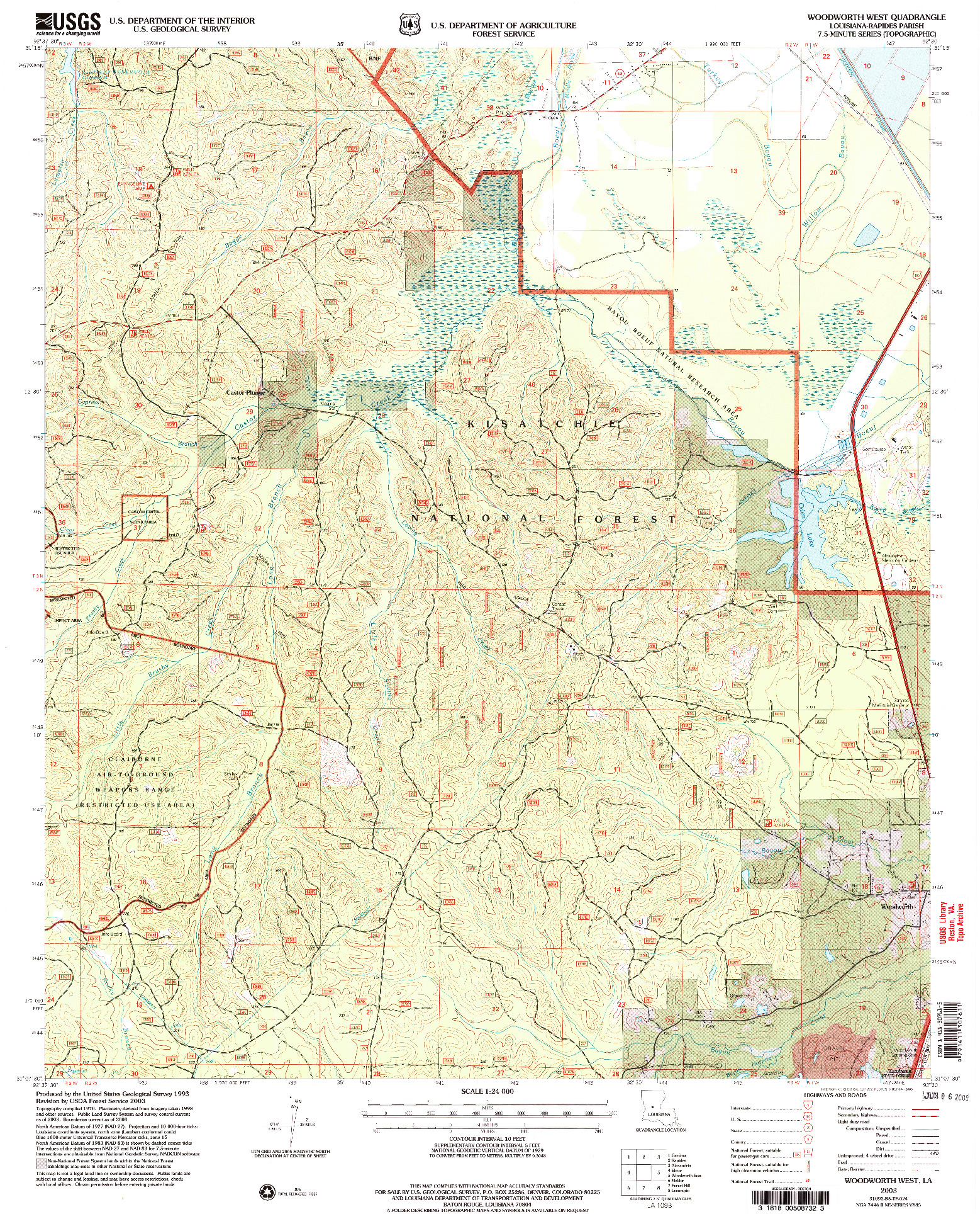 USGS 1:24000-SCALE QUADRANGLE FOR WOODWORTH WEST, LA 2003