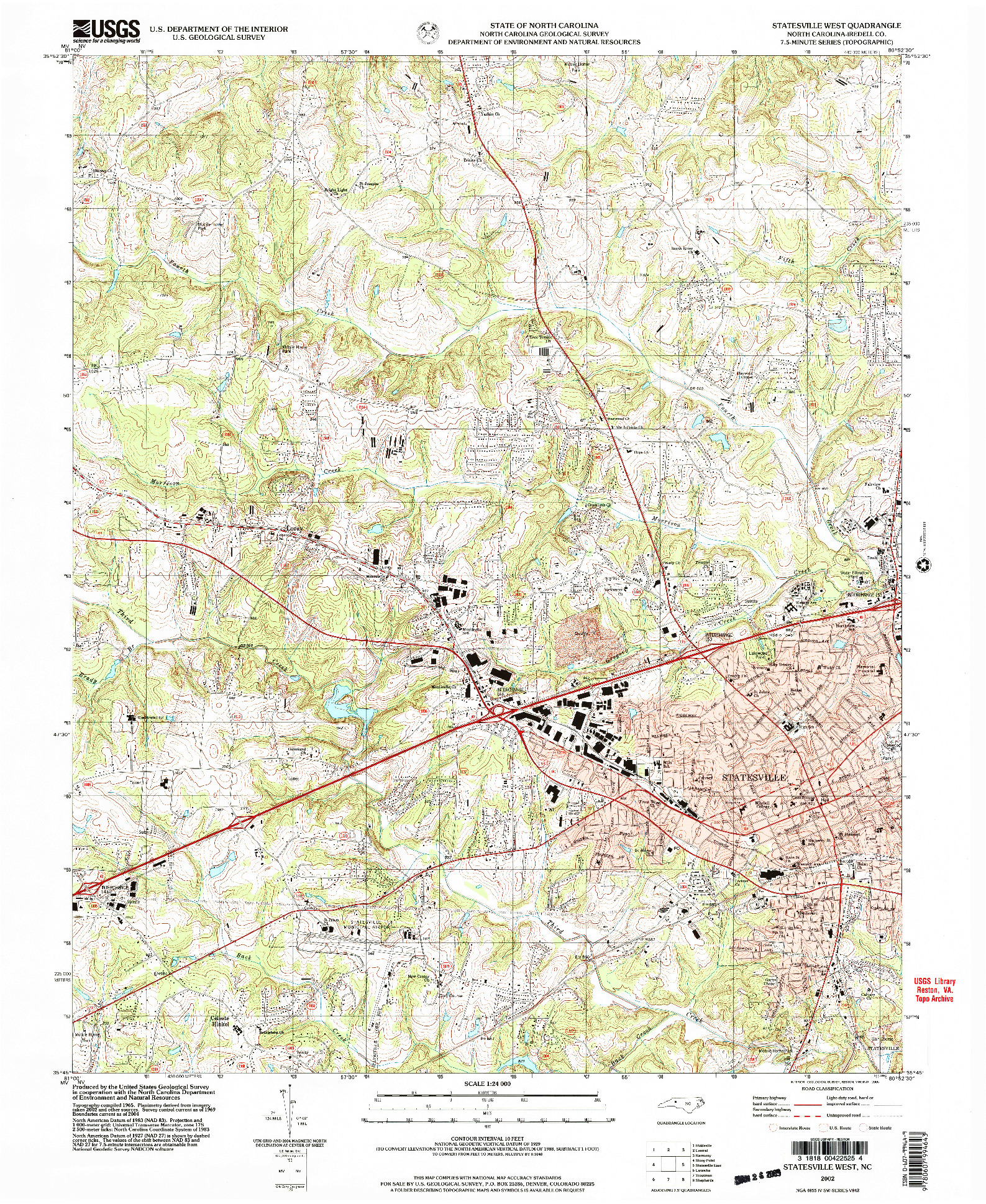 USGS 1:24000-SCALE QUADRANGLE FOR STATESVILLE WEST, NC 2002
